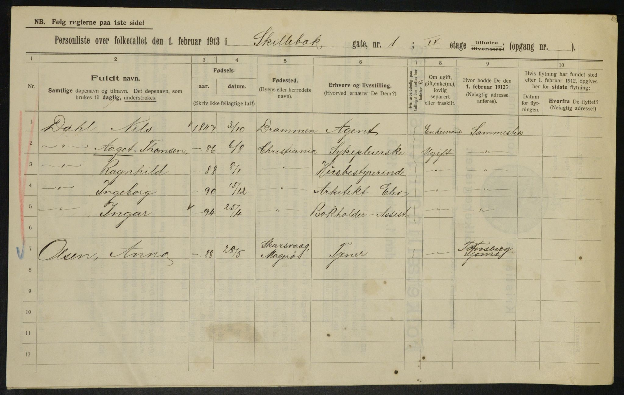 OBA, Municipal Census 1913 for Kristiania, 1913, p. 95463