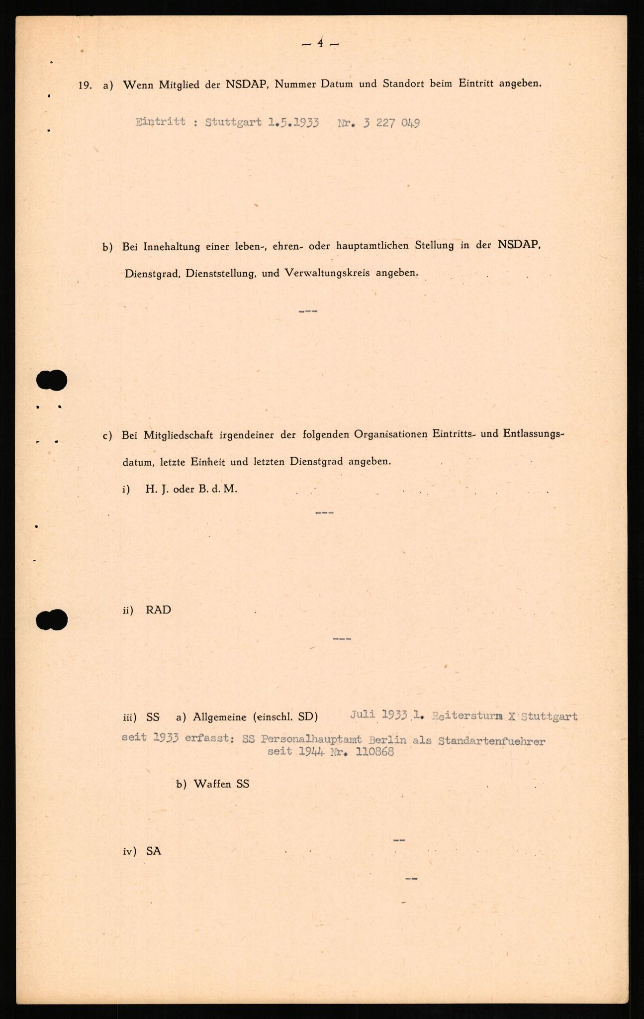 Forsvaret, Forsvarets overkommando II, RA/RAFA-3915/D/Db/L0012: CI Questionaires. Tyske okkupasjonsstyrker i Norge. Tyskere., 1945-1946, p. 479