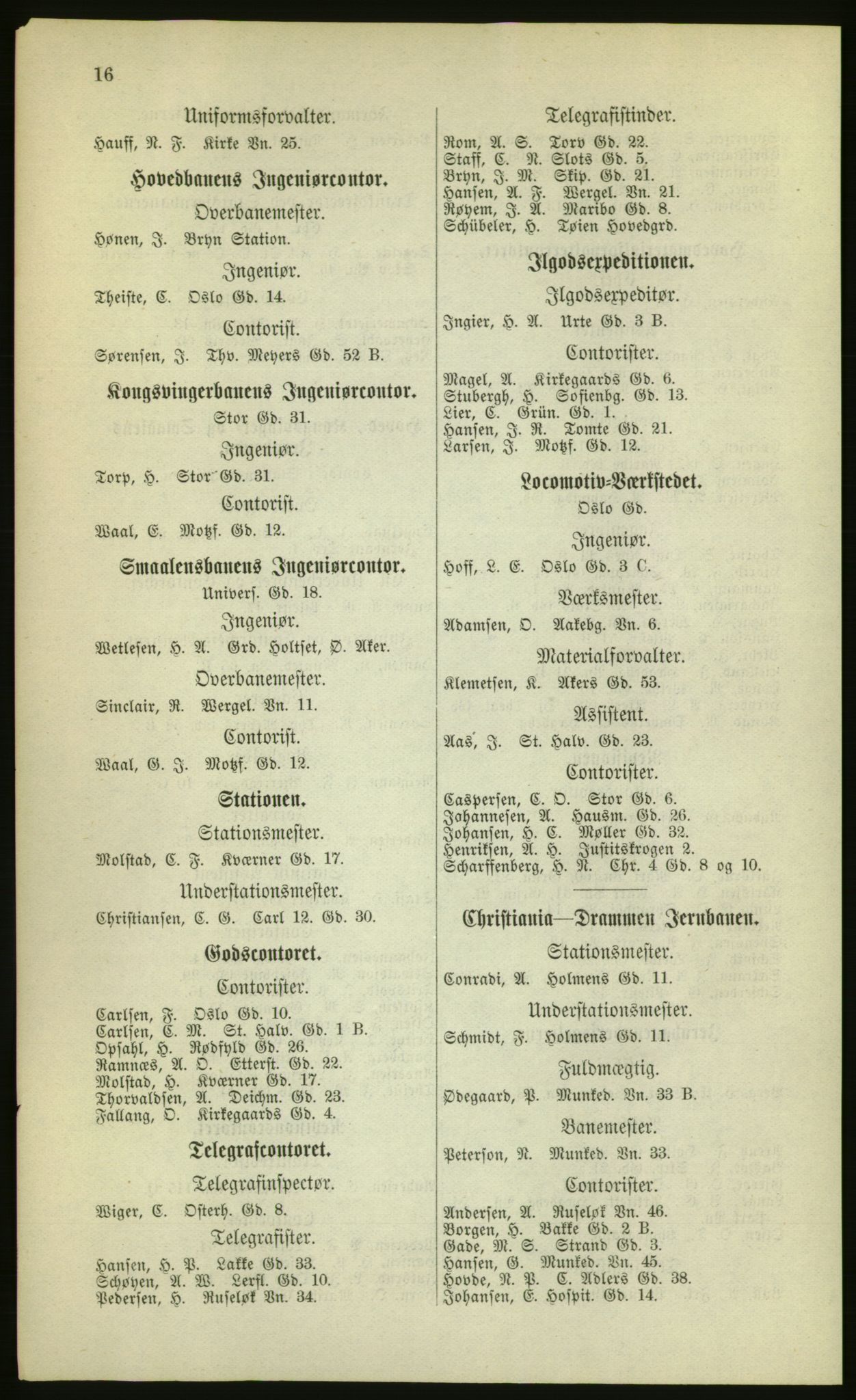 Kristiania/Oslo adressebok, PUBL/-, 1880, p. 16