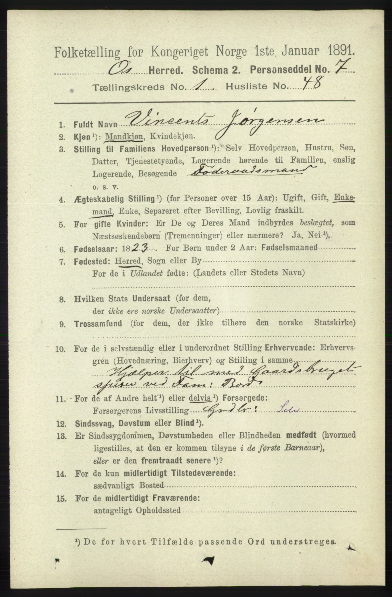 RA, 1891 census for 1243 Os, 1891, p. 351