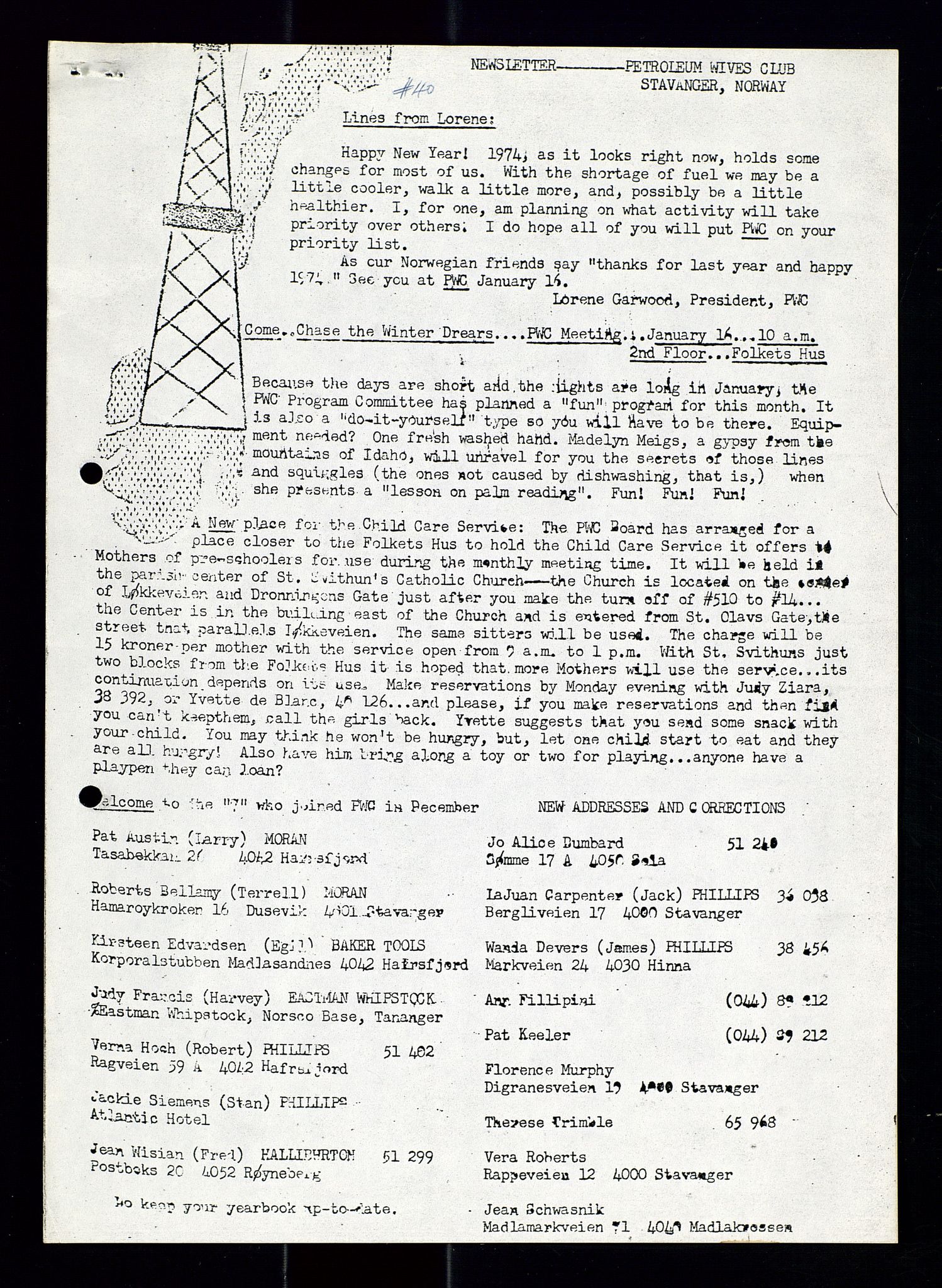 PA 1547 - Petroleum Wives Club, AV/SAST-A-101974/X/Xa/L0001: Newsletters (1971-1978)/radiointervjuer på kasett (1989-1992), 1970-1978