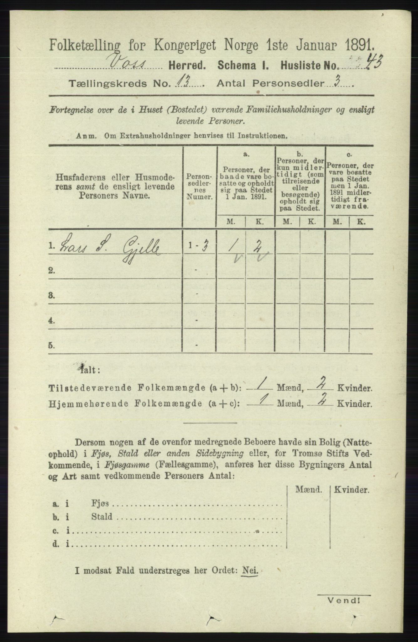 RA, 1891 census for 1235 Voss, 1891, p. 6879