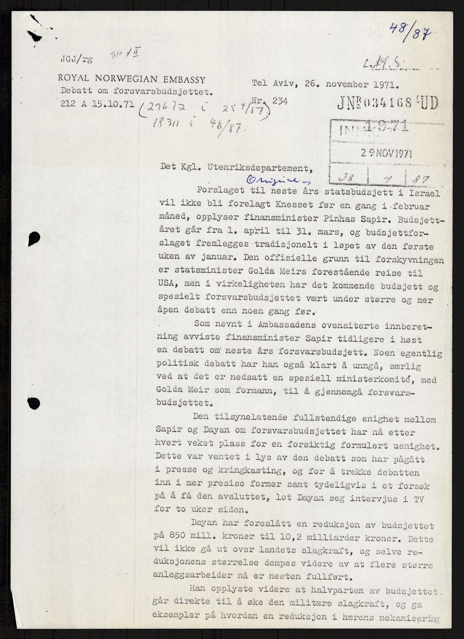 Utenriksdepartementet, hovedarkiv, AV/RA-S-6794/D/Db/Dba/L0776/0003: Verdenspolitikk. Fremmede staters politikk (G.L.) / Israel: Politikk (2 mapper), 1970-1972, p. 4