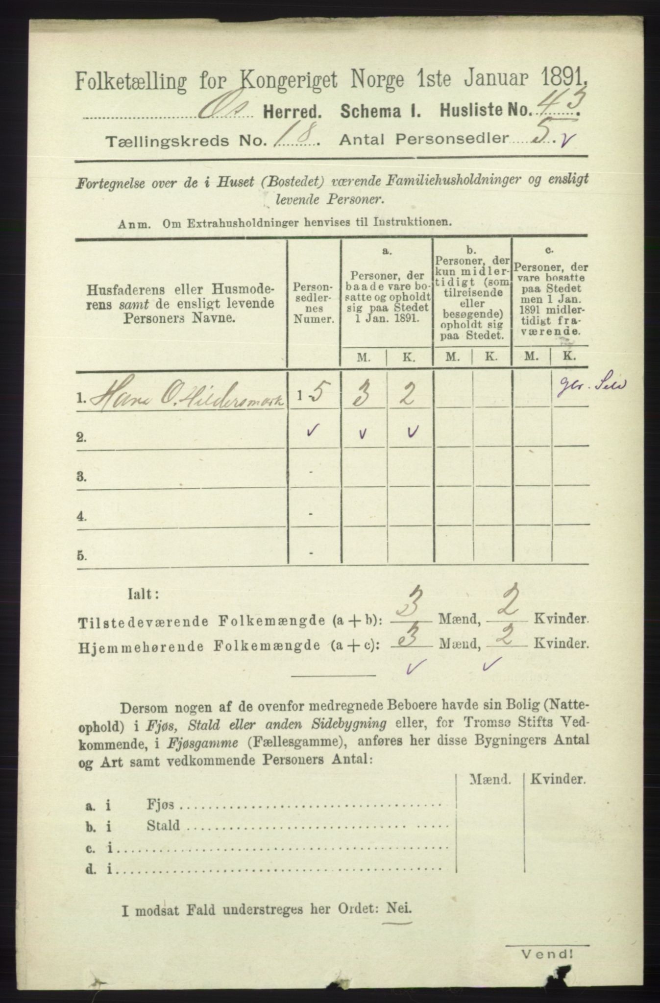 RA, 1891 census for 1243 Os, 1891, p. 3908