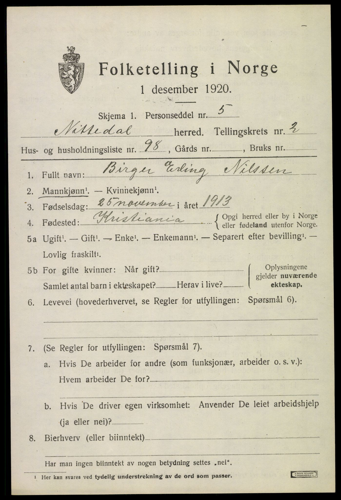 SAO, 1920 census for Nittedal, 1920, p. 2882
