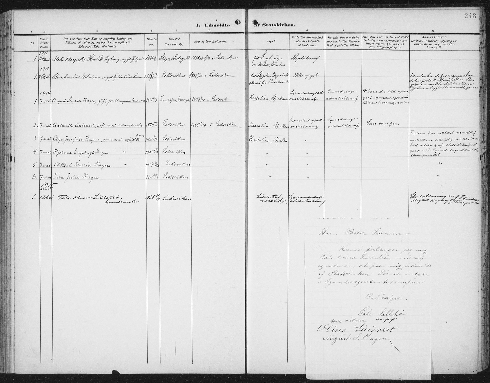 Ministerialprotokoller, klokkerbøker og fødselsregistre - Nord-Trøndelag, AV/SAT-A-1458/701/L0011: Parish register (official) no. 701A11, 1899-1915, p. 243