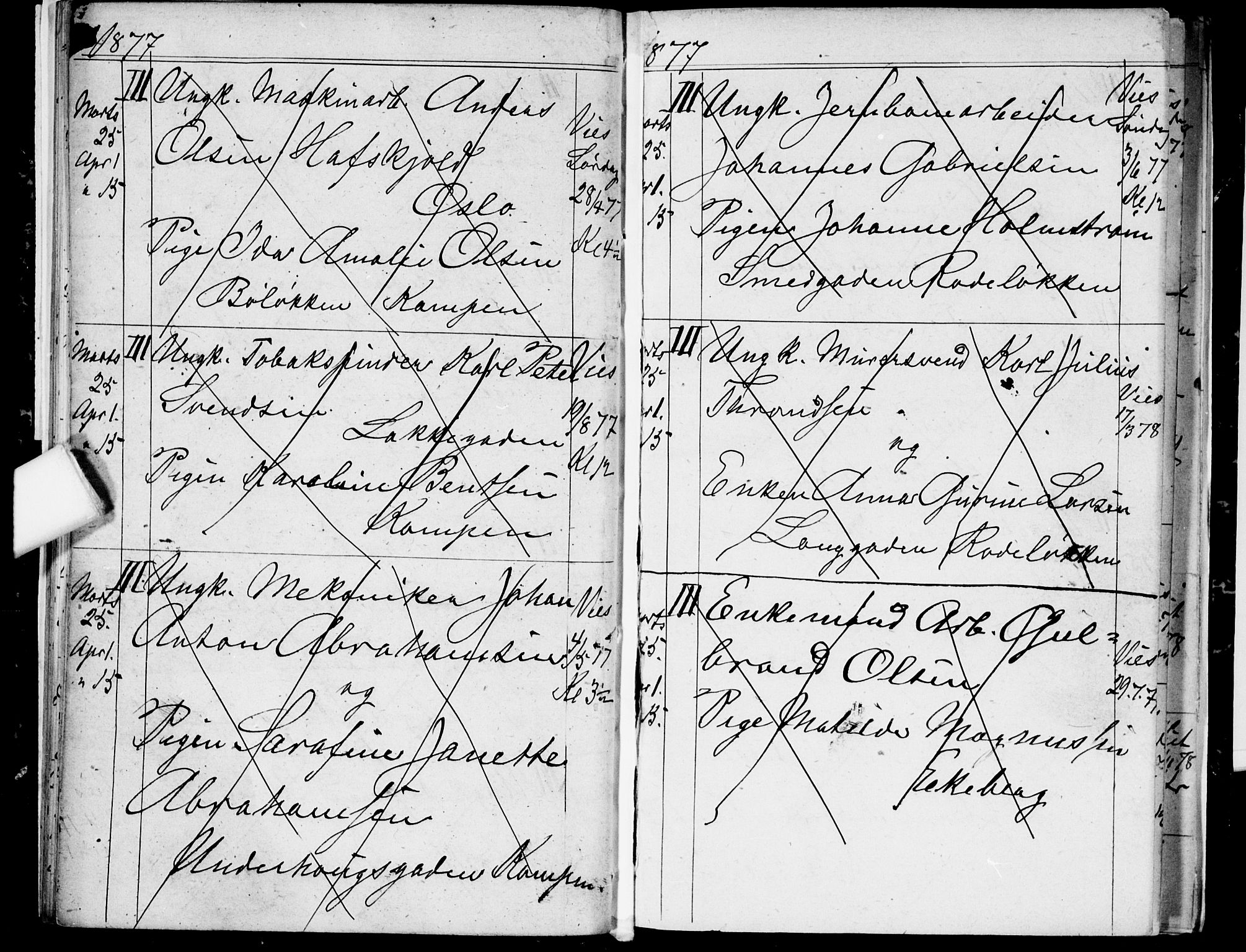 Østre Aker prestekontor Kirkebøker, AV/SAO-A-10840/H/Ha/L0003: Banns register no. I 3, 1873-1878