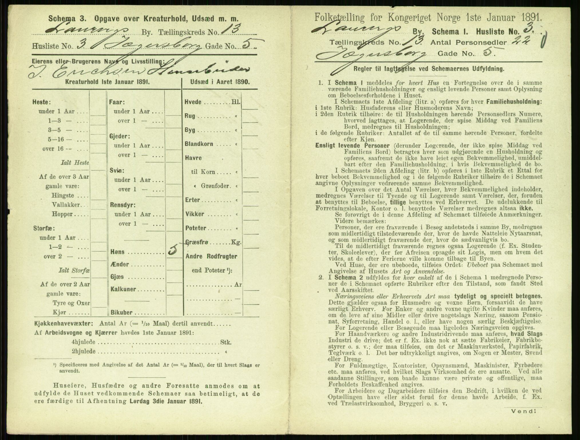 RA, 1891 census for 0707 Larvik, 1891, p. 1513