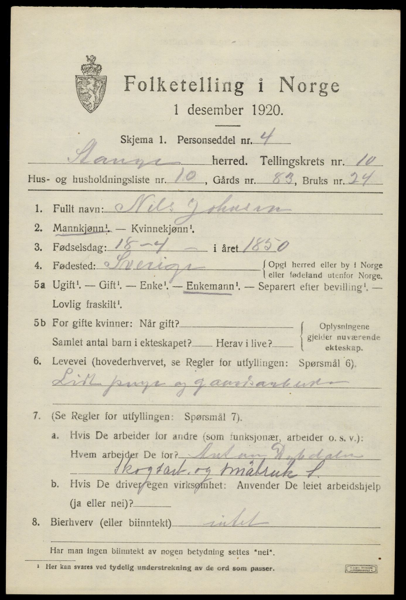 SAH, 1920 census for Stange, 1920, p. 15977