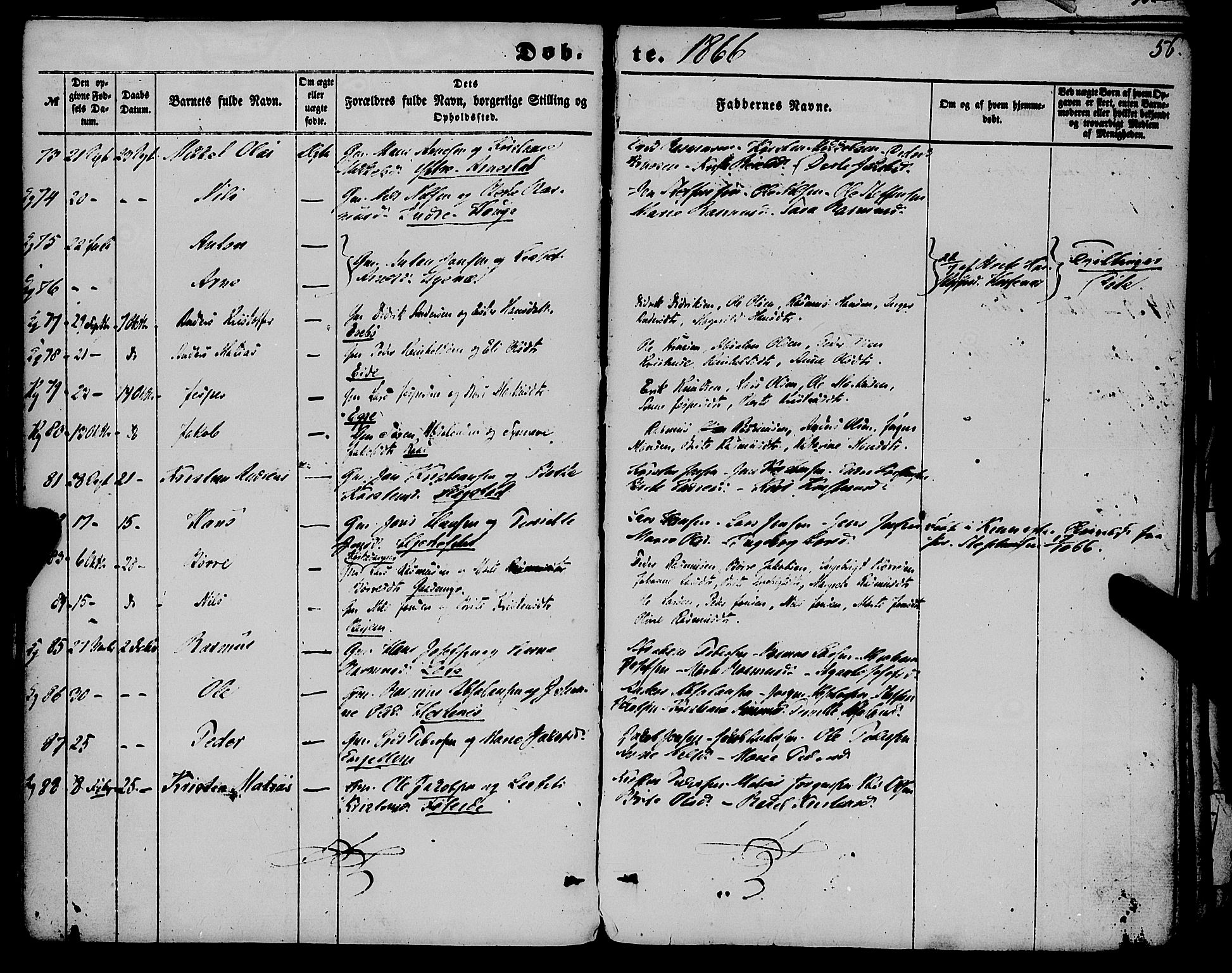 Gloppen sokneprestembete, AV/SAB-A-80101/H/Haa/Haaa/L0009: Parish register (official) no. A 9, 1855-1870, p. 56