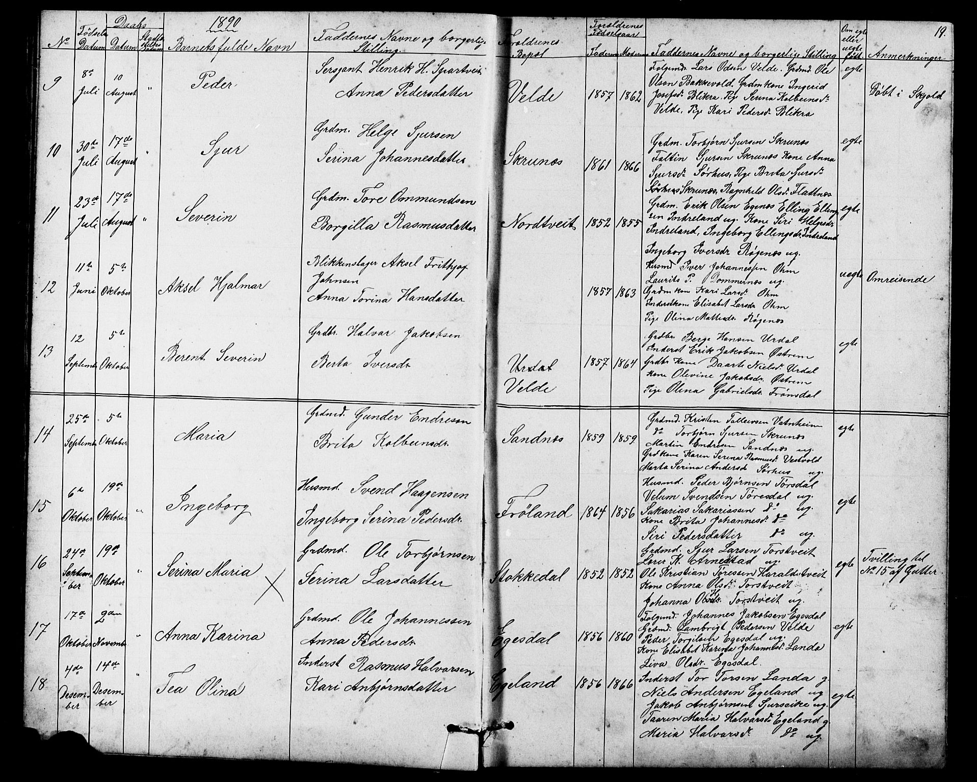 Skjold sokneprestkontor, SAST/A-101847/H/Ha/Hab/L0006: Parish register (copy) no. B 6, 1881-1913, p. 19