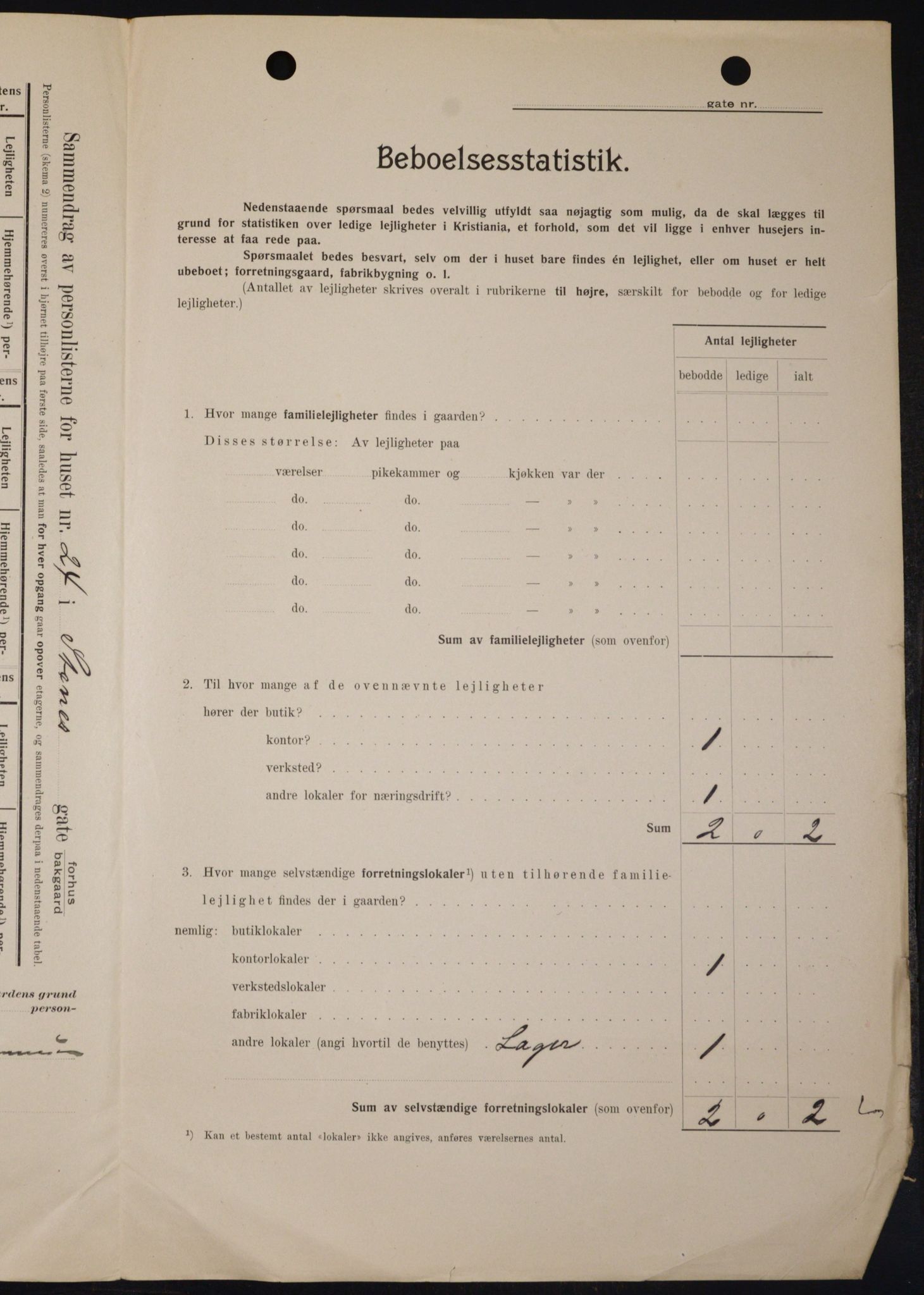 OBA, Municipal Census 1909 for Kristiania, 1909, p. 91885