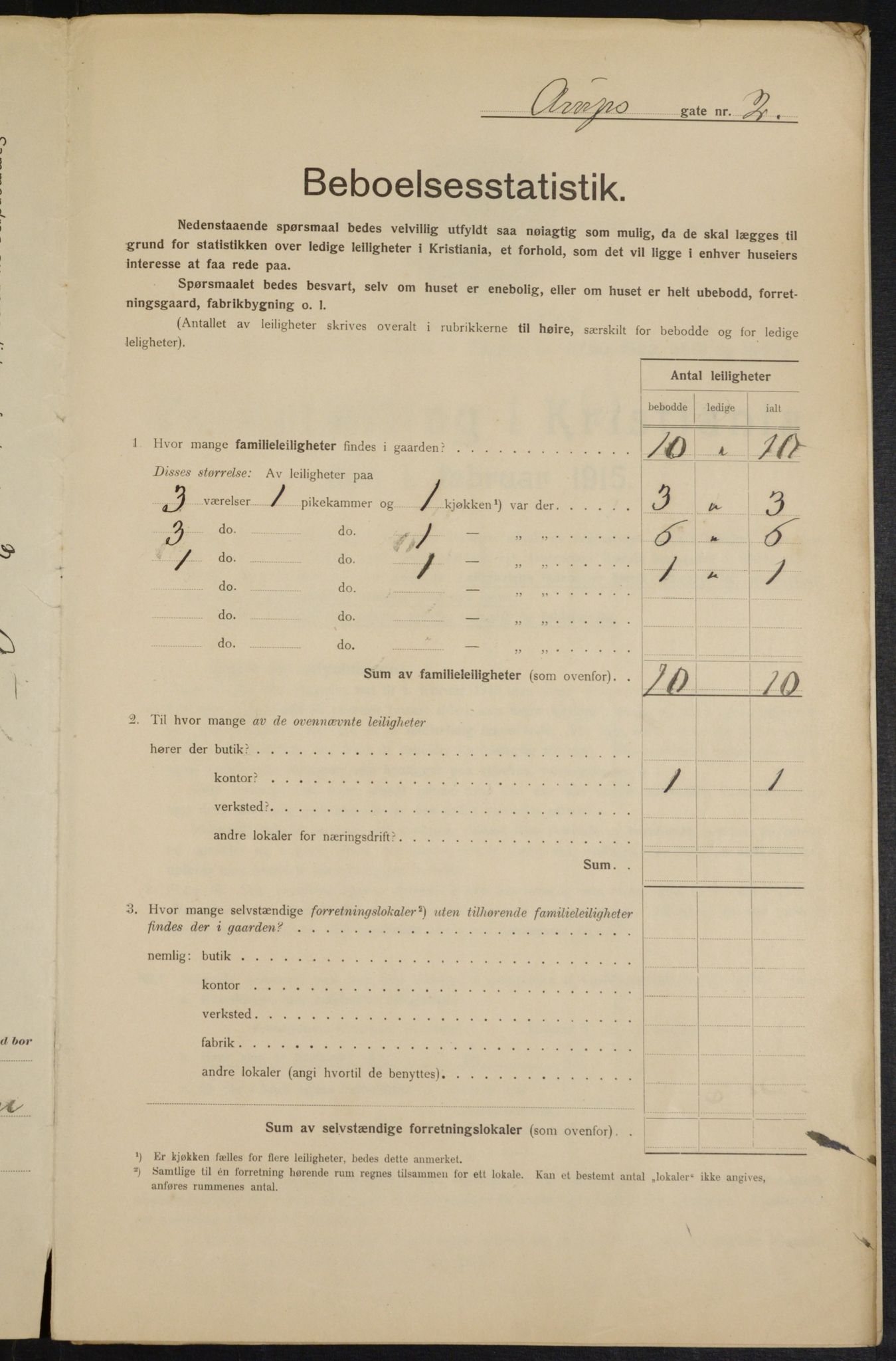 OBA, Municipal Census 1915 for Kristiania, 1915, p. 2221