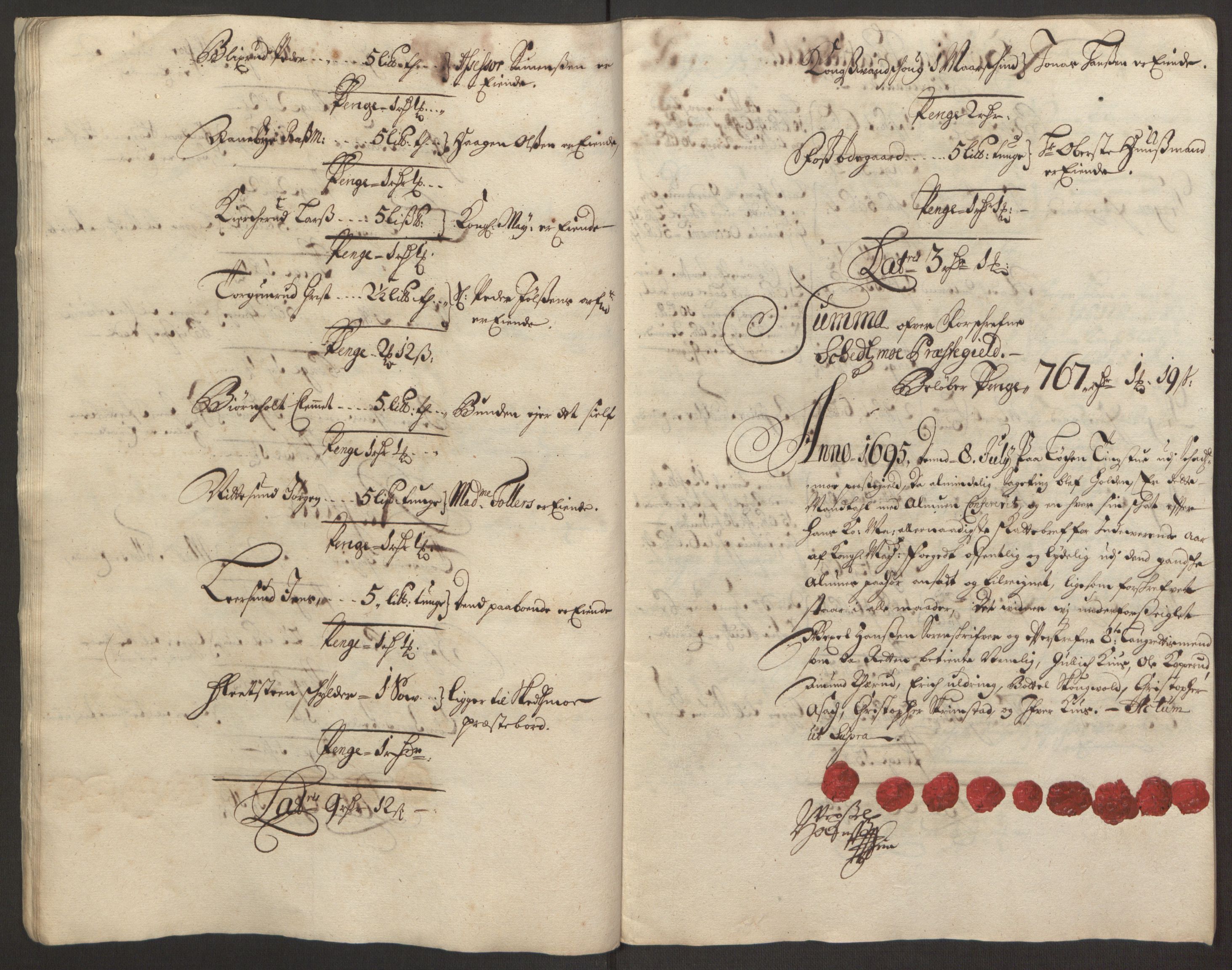 Rentekammeret inntil 1814, Reviderte regnskaper, Fogderegnskap, AV/RA-EA-4092/R11/L0579: Fogderegnskap Nedre Romerike, 1694-1695, p. 295