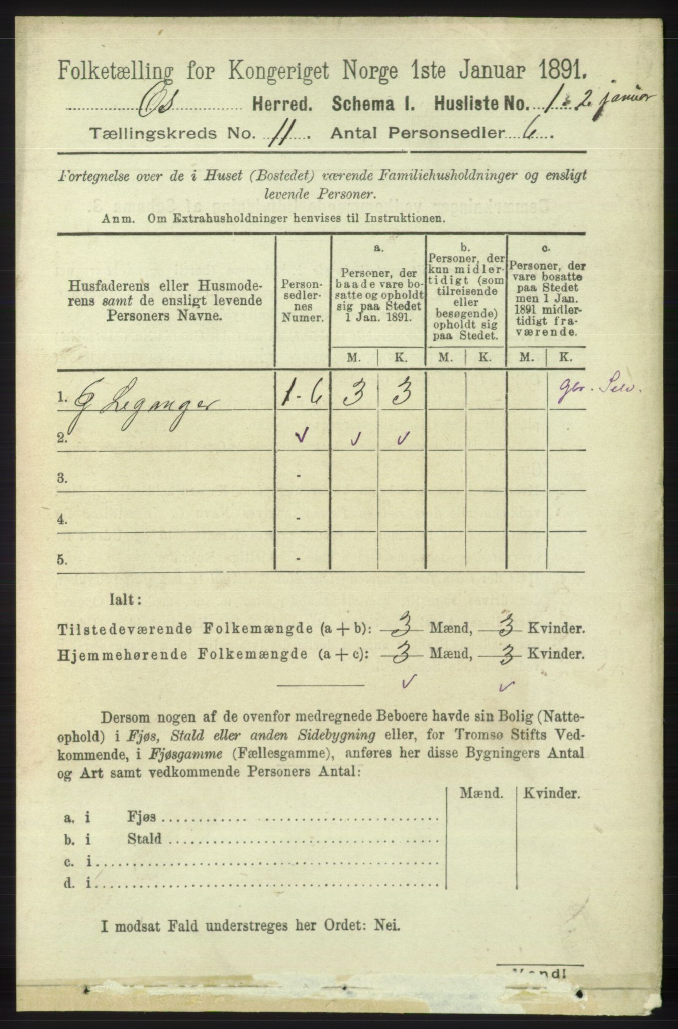 RA, 1891 census for 1243 Os, 1891, p. 2547