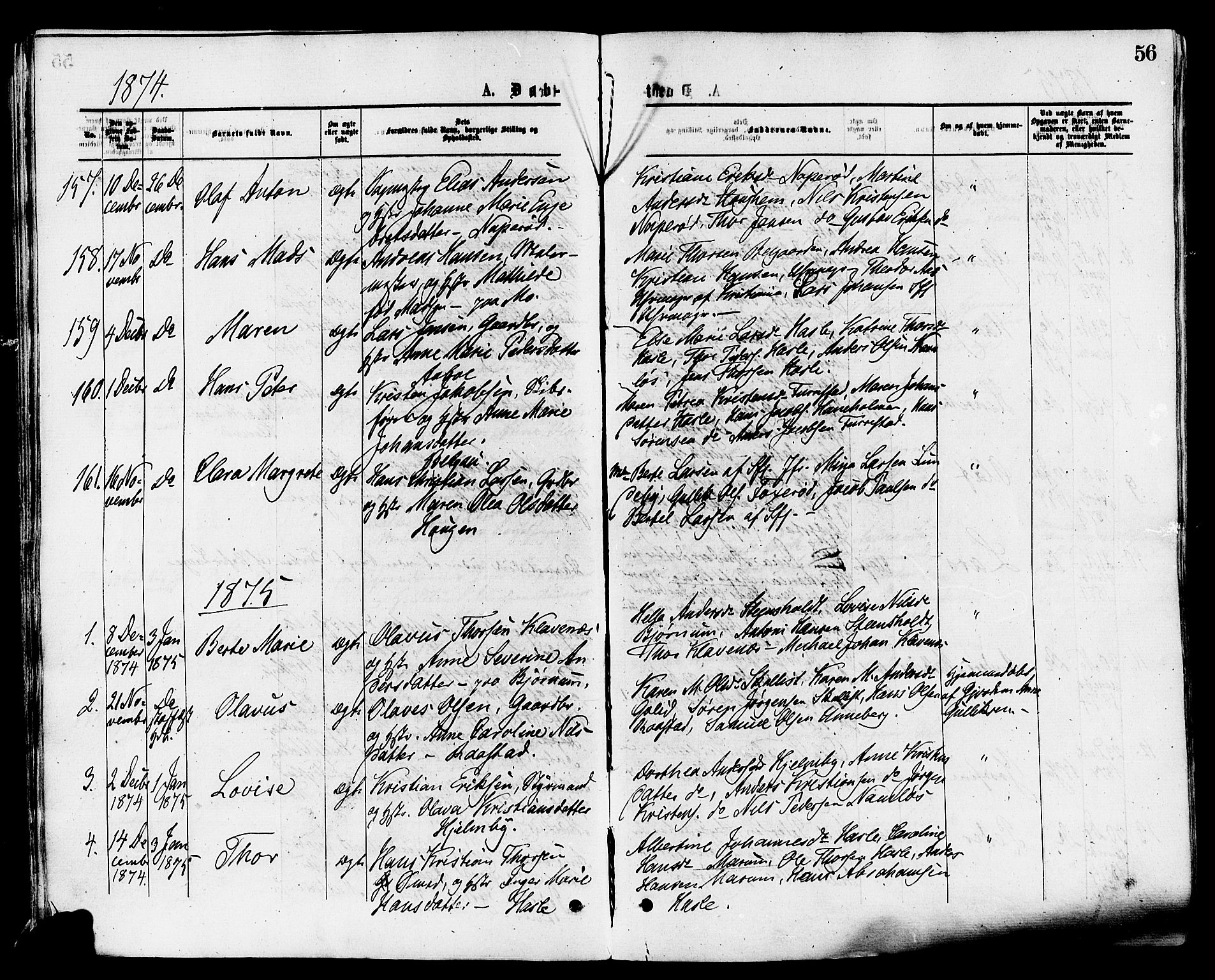 Sandar kirkebøker, AV/SAKO-A-243/F/Fa/L0010: Parish register (official) no. 10, 1872-1882, p. 56