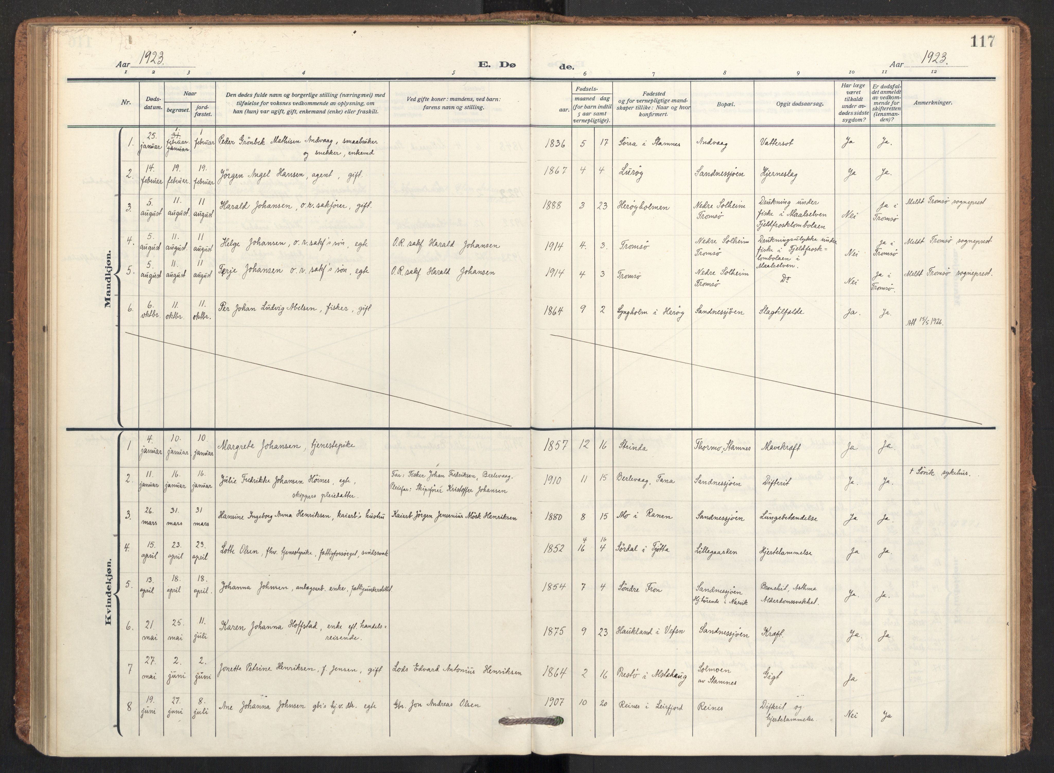 Ministerialprotokoller, klokkerbøker og fødselsregistre - Nordland, AV/SAT-A-1459/831/L0473: Parish register (official) no. 831A04, 1909-1934, p. 117