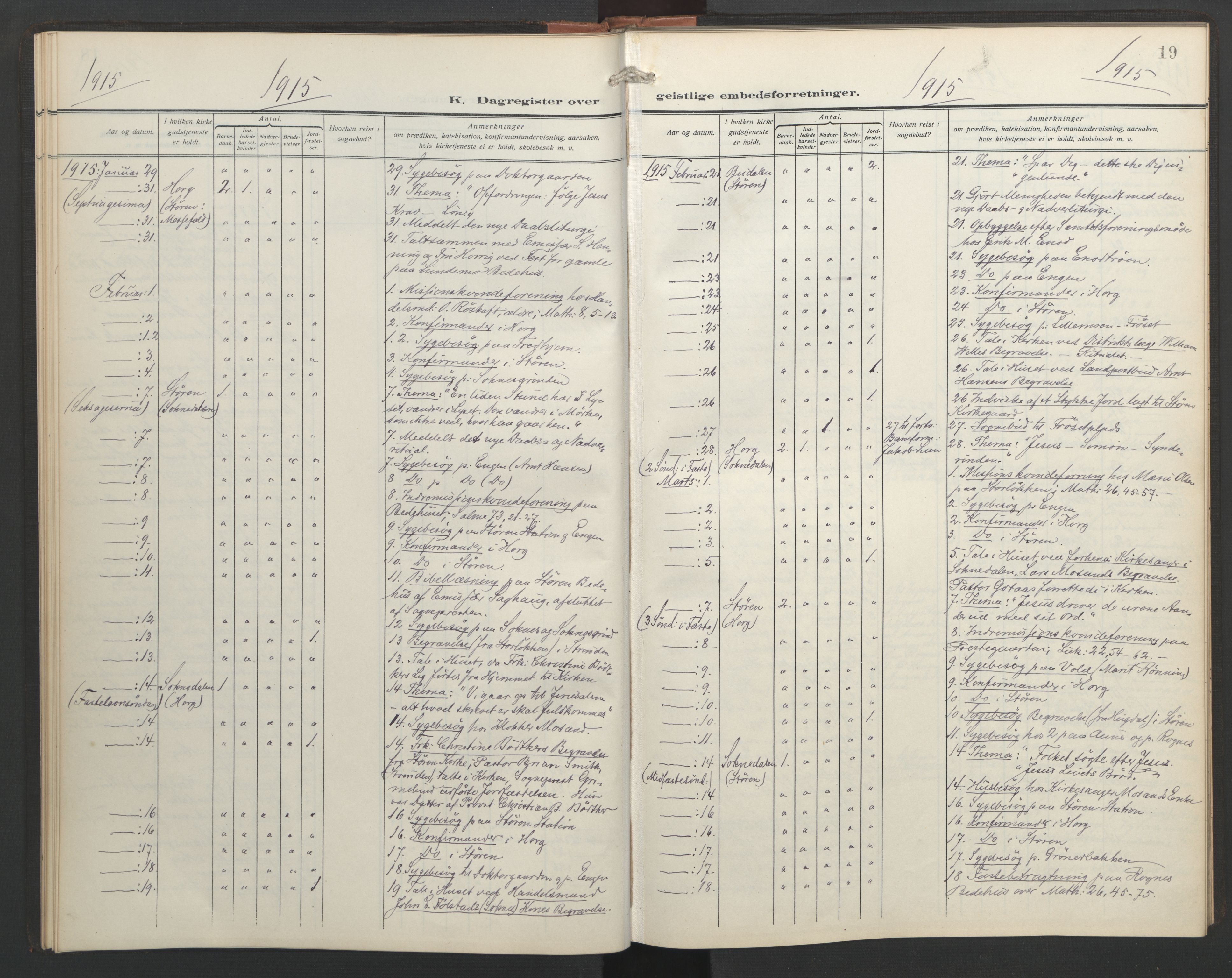 Ministerialprotokoller, klokkerbøker og fødselsregistre - Sør-Trøndelag, AV/SAT-A-1456/687/L1006: Diary records no. 687A12, 1912-1931, p. 19