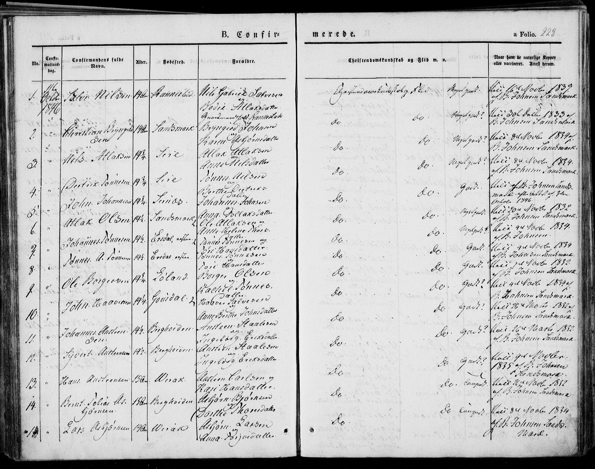 Bakke sokneprestkontor, SAK/1111-0002/F/Fa/Faa/L0004: Parish register (official) no. A 4, 1834-1846, p. 228