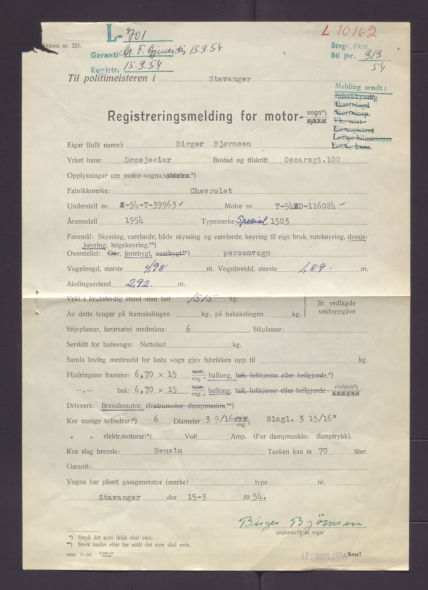 Stavanger trafikkstasjon, AV/SAST-A-101942/0/F/L0003: L-700 - L-999, 1930-1971, p. 15