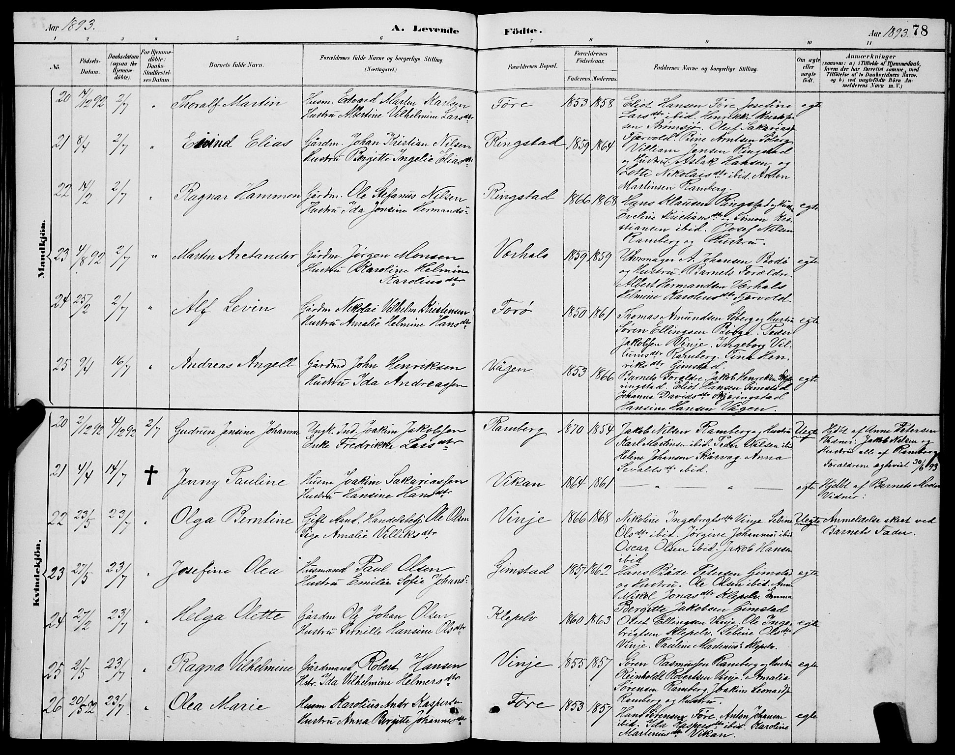 Ministerialprotokoller, klokkerbøker og fødselsregistre - Nordland, AV/SAT-A-1459/891/L1315: Parish register (copy) no. 891C04, 1886-1893, p. 78