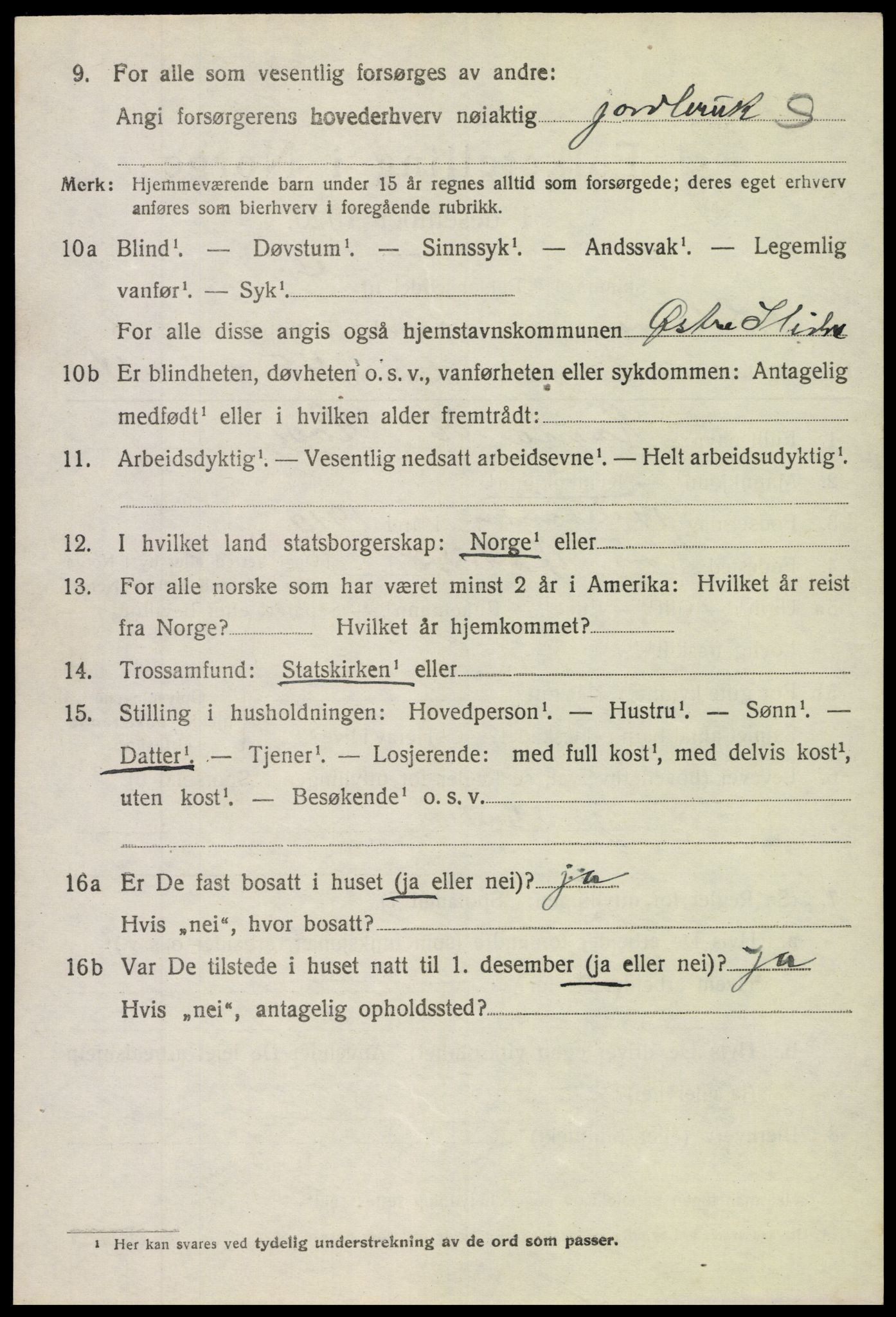 SAH, 1920 census for Øystre Slidre, 1920, p. 4768