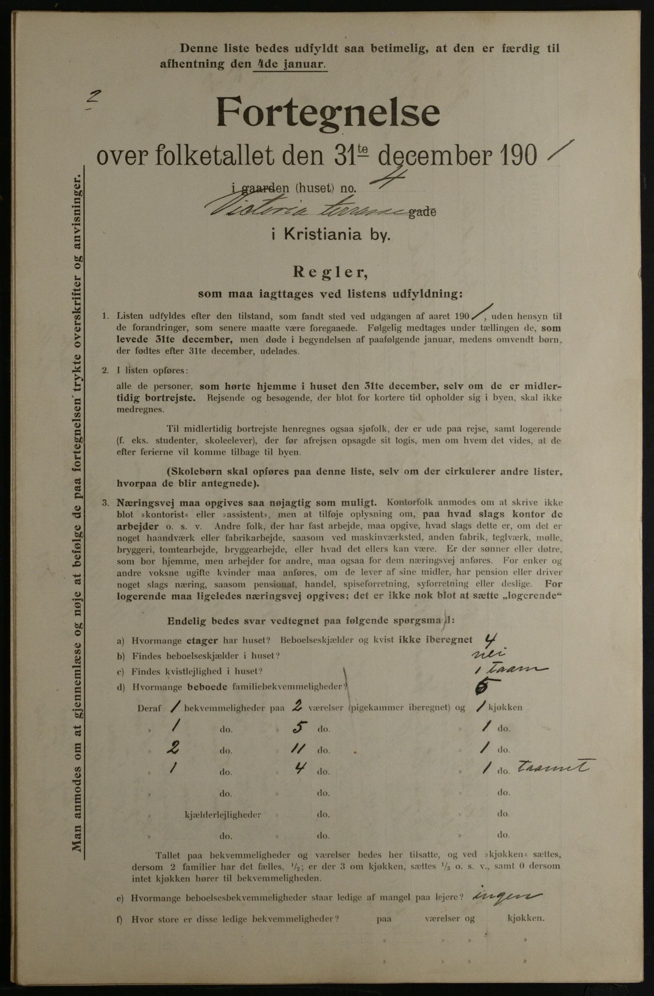 OBA, Municipal Census 1901 for Kristiania, 1901, p. 18947