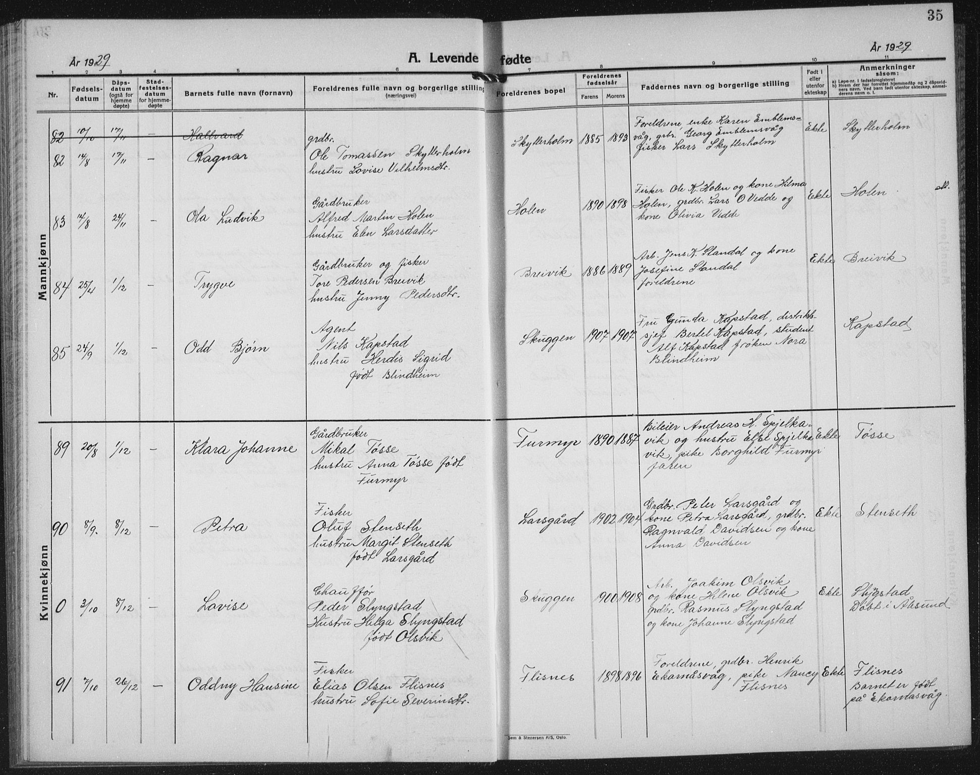 Ministerialprotokoller, klokkerbøker og fødselsregistre - Møre og Romsdal, AV/SAT-A-1454/528/L0436: Parish register (copy) no. 528C17, 1927-1939, p. 35