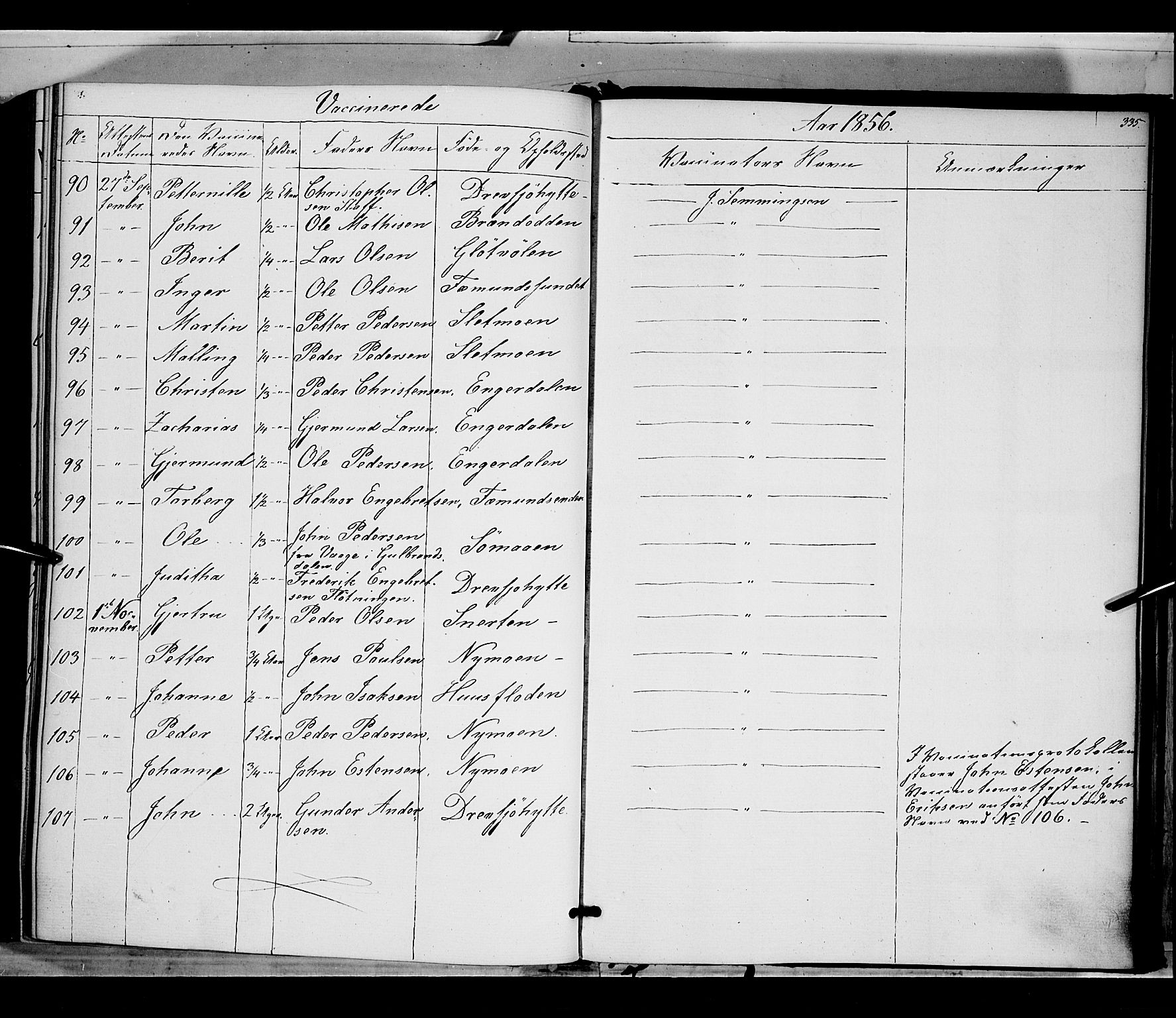 Rendalen prestekontor, AV/SAH-PREST-054/H/Ha/Haa/L0005: Parish register (official) no. 5, 1853-1866, p. 335
