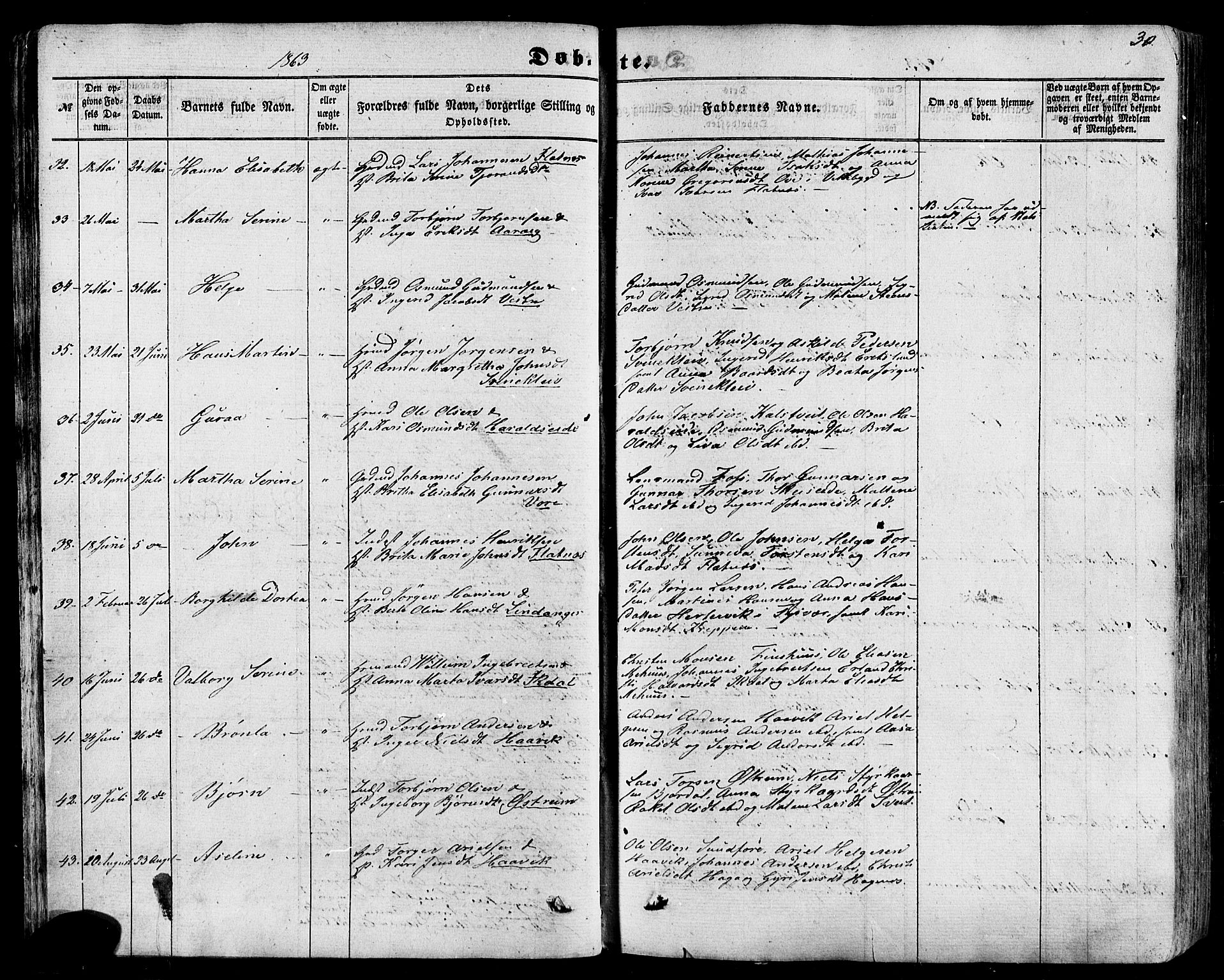 Skjold sokneprestkontor, AV/SAST-A-101847/H/Ha/Haa/L0008: Parish register (official) no. A 8, 1856-1882, p. 30