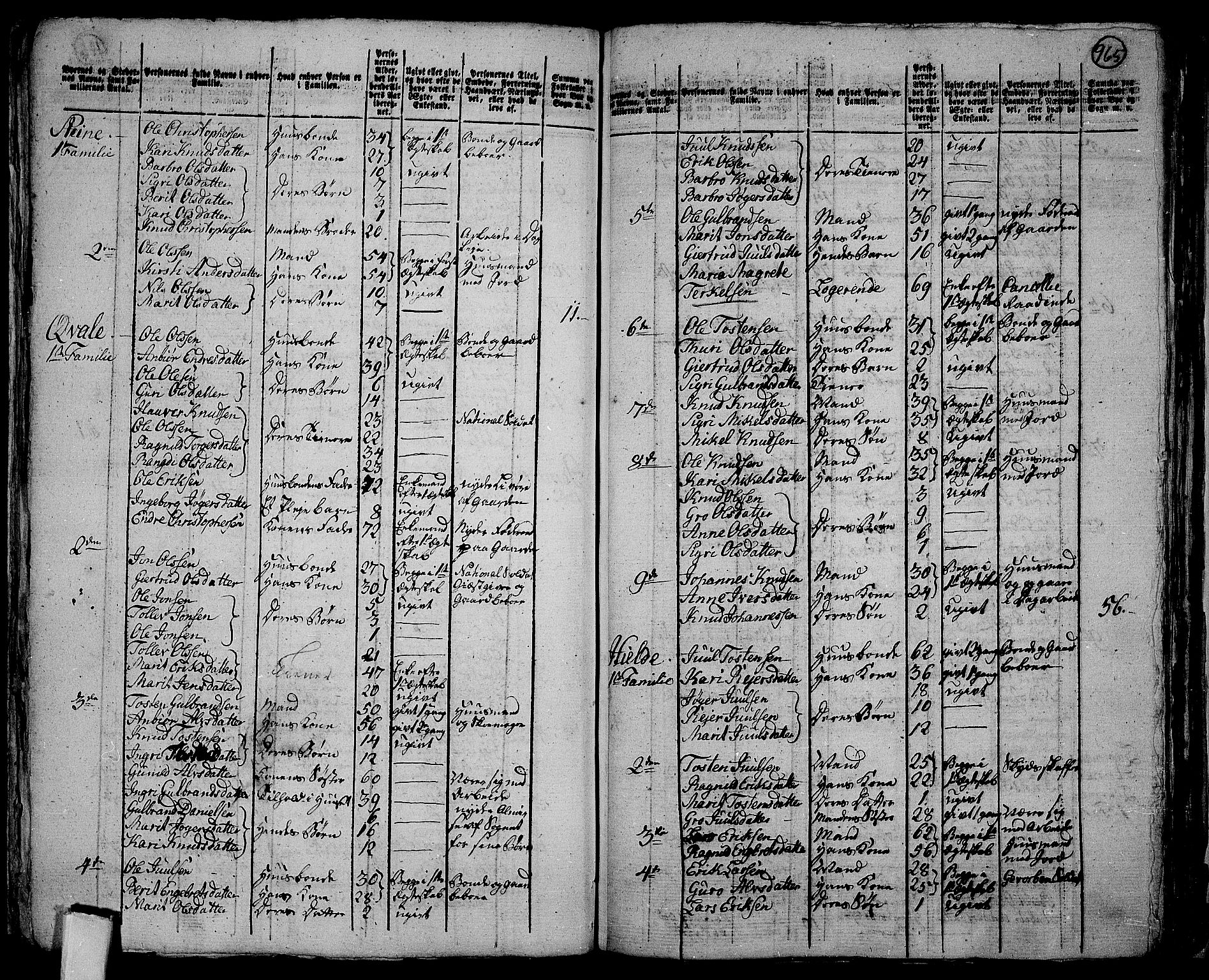 RA, 1801 census for 0543P Slidre, 1801, p. 964b-965a