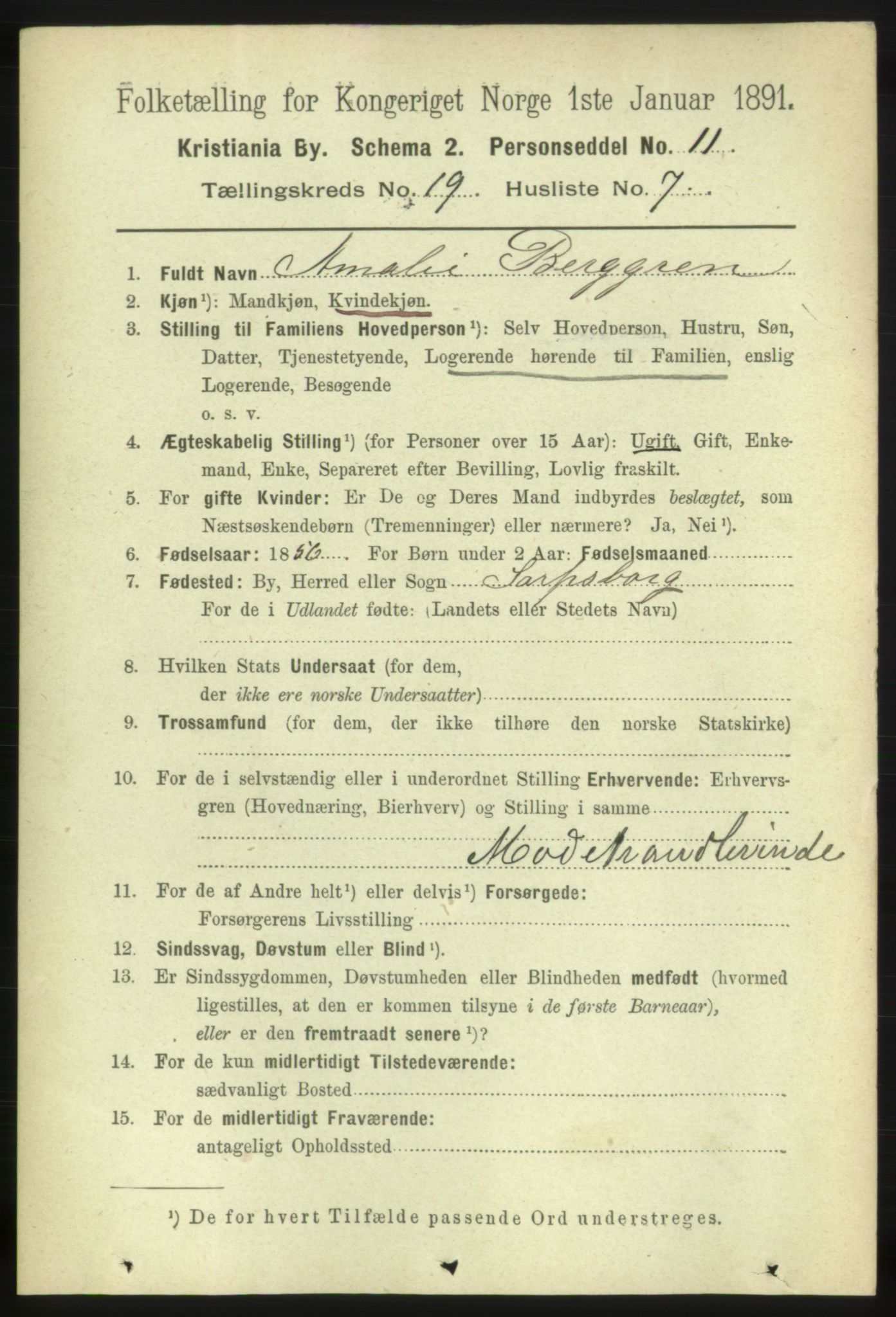 RA, 1891 census for 0301 Kristiania, 1891, p. 9640