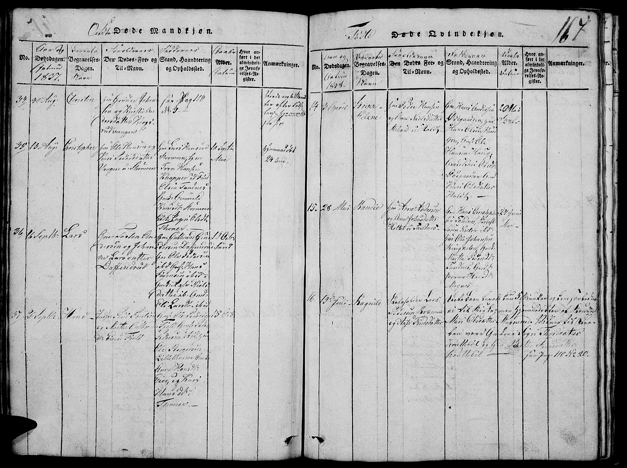 Nord-Odal prestekontor, AV/SAH-PREST-032/H/Ha/Hab/L0001: Parish register (copy) no. 1, 1819-1838, p. 167