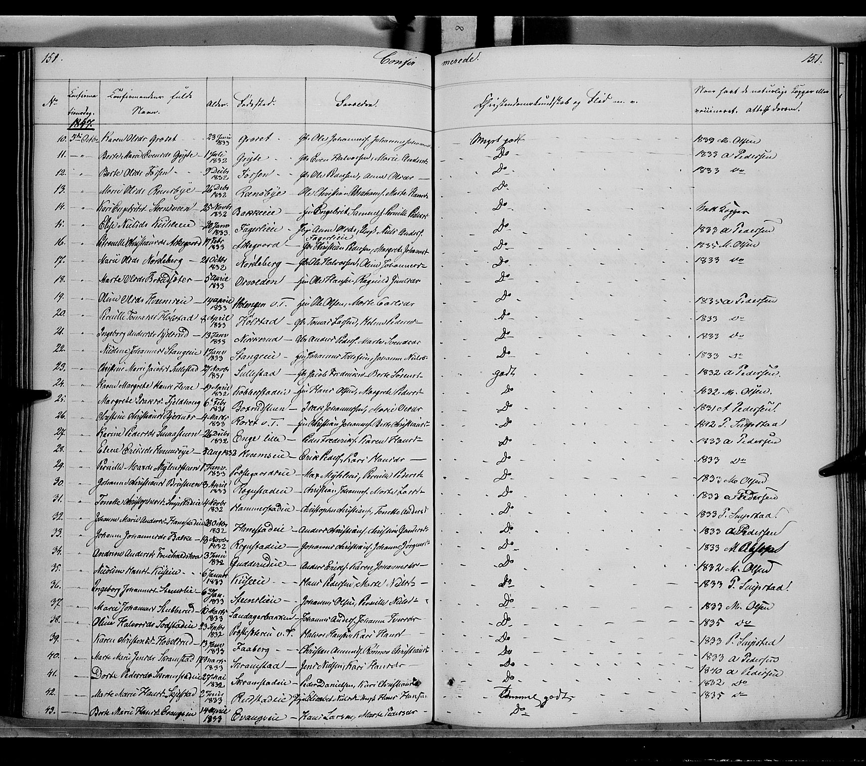 Østre Toten prestekontor, AV/SAH-PREST-104/H/Ha/Haa/L0002: Parish register (official) no. 2, 1840-1847, p. 151