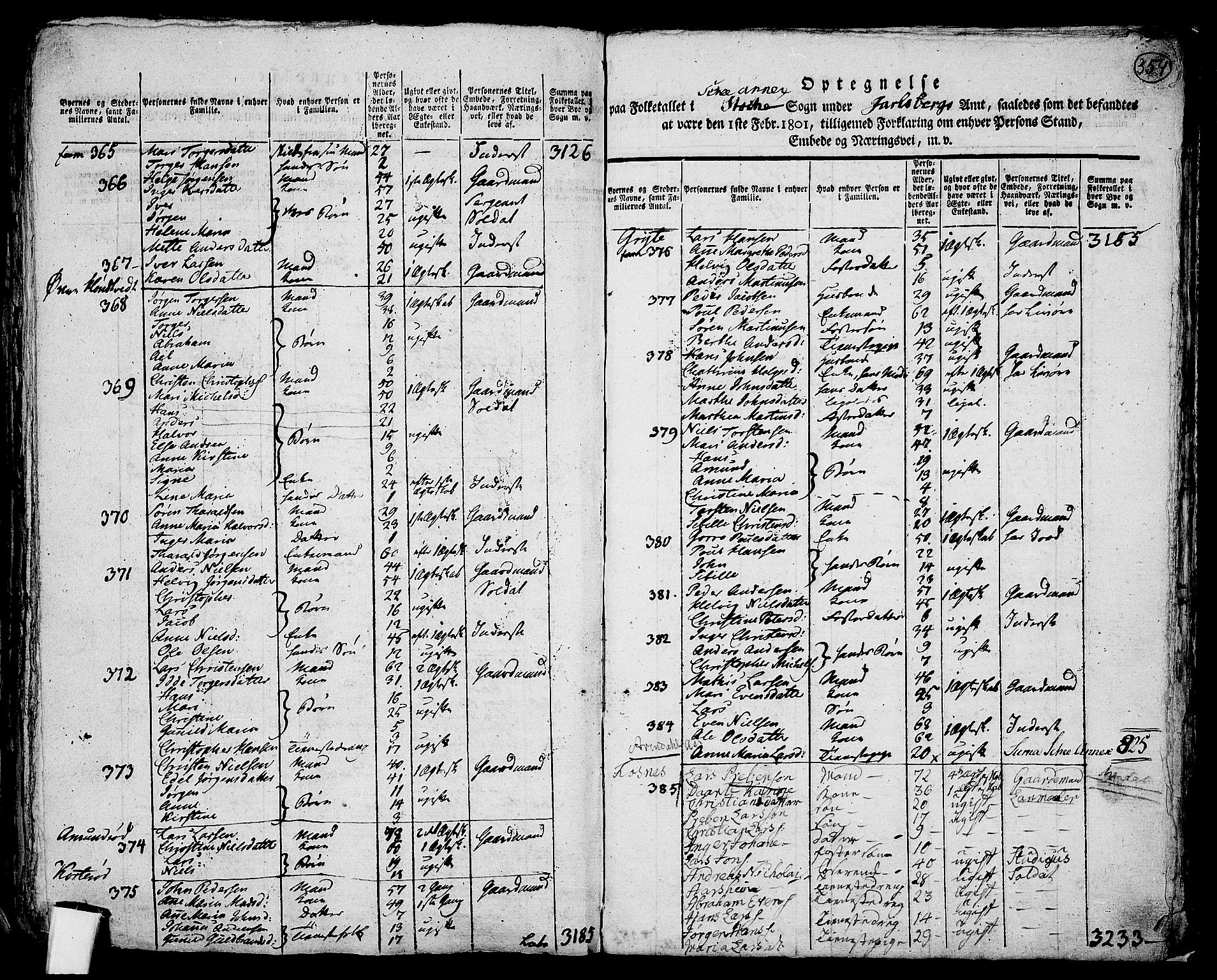 RA, 1801 census for 0720P Stokke, 1801, p. 353b-354a