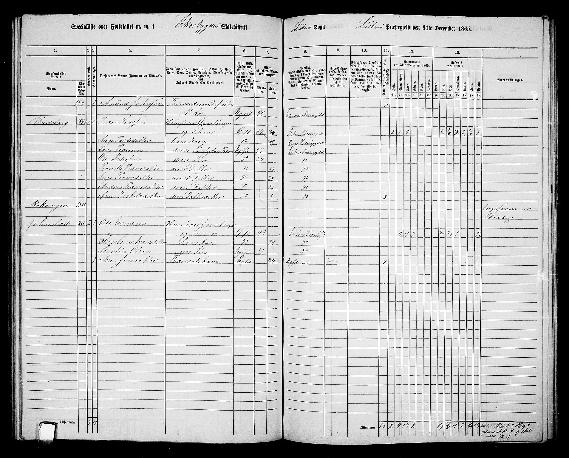 RA, 1865 census for Løten, 1865, p. 118