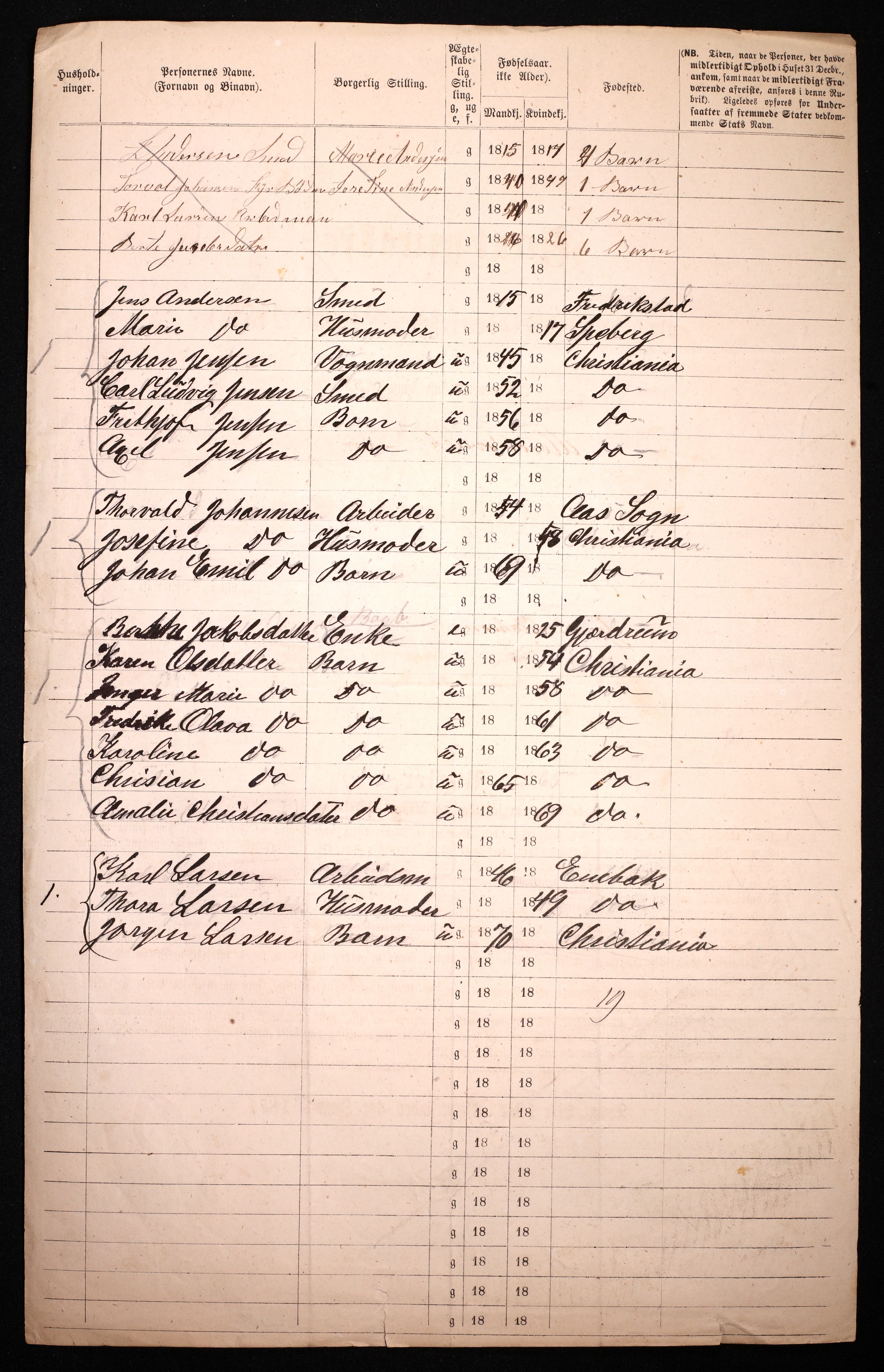 RA, 1870 census for 0301 Kristiania, 1870, p. 601