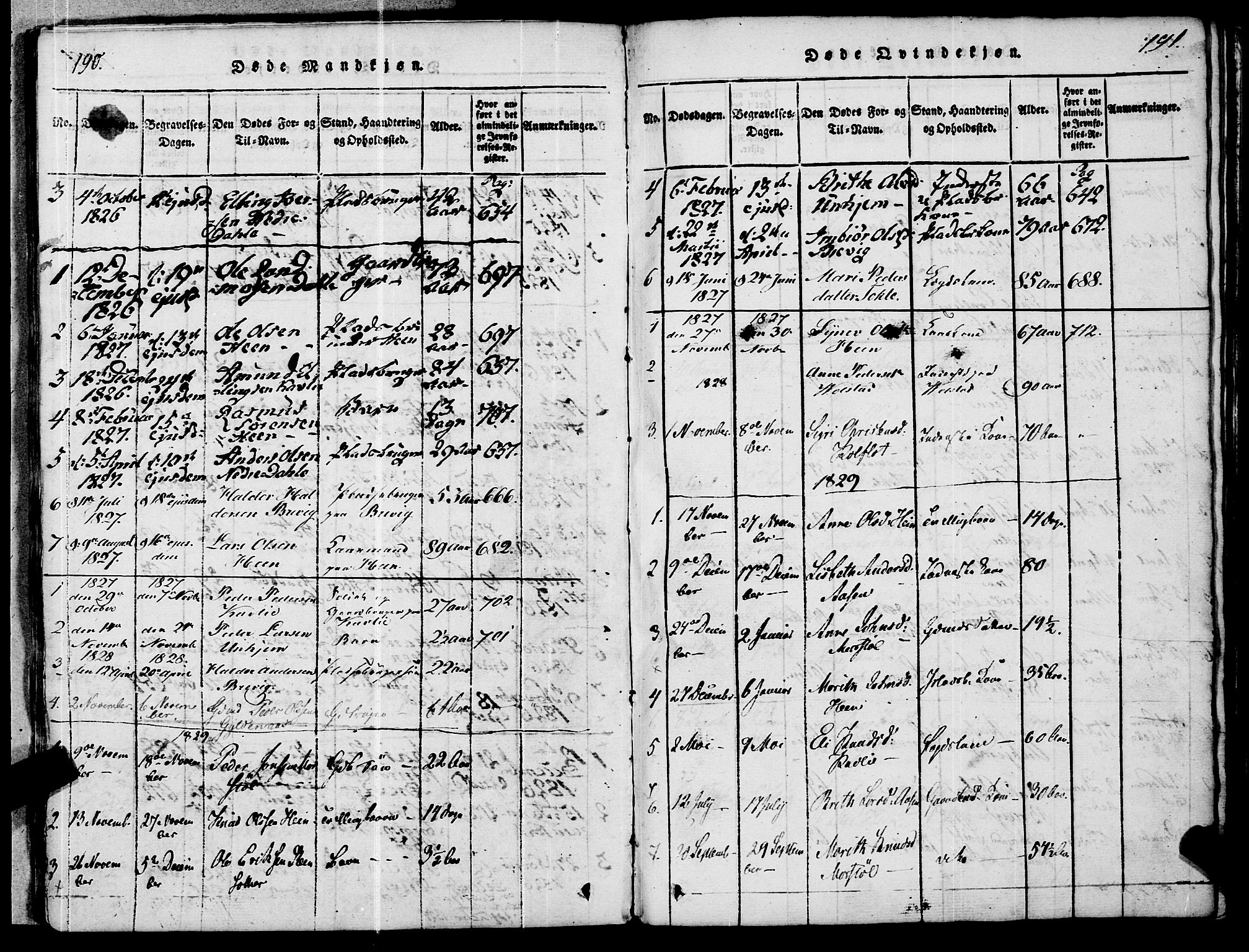 Ministerialprotokoller, klokkerbøker og fødselsregistre - Møre og Romsdal, SAT/A-1454/545/L0585: Parish register (official) no. 545A01, 1818-1853, p. 190-191