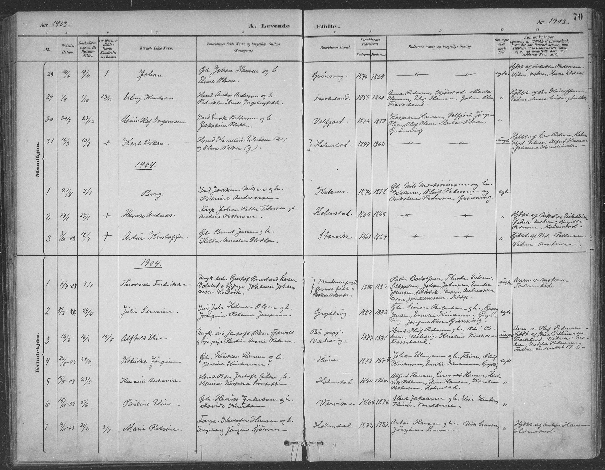 Ministerialprotokoller, klokkerbøker og fødselsregistre - Nordland, AV/SAT-A-1459/890/L1290: Parish register (copy) no. 890C01, 1882-1911, p. 70