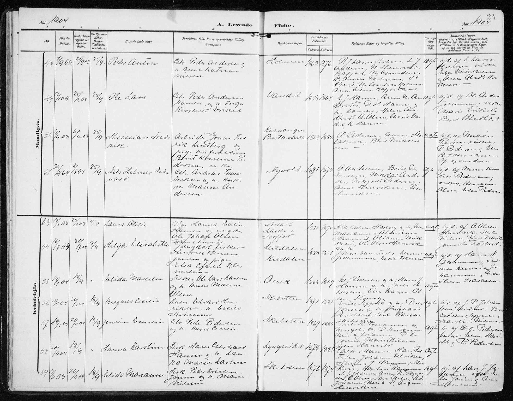 Lyngen sokneprestembete, SATØ/S-1289/H/He/Hea/L0011kirke: Parish register (official) no. 11, 1903-1913, p. 24