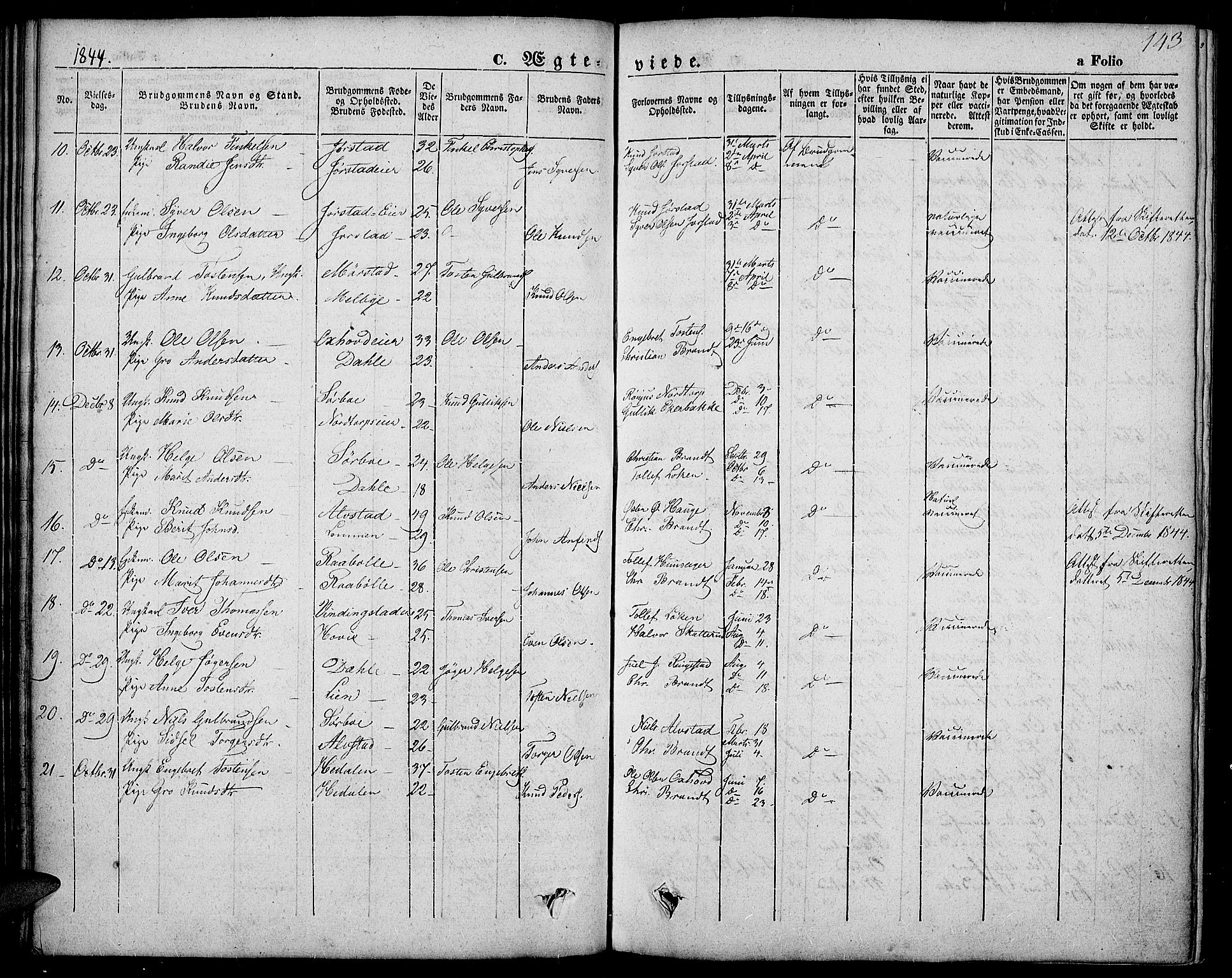 Slidre prestekontor, SAH/PREST-134/H/Ha/Haa/L0004: Parish register (official) no. 4, 1831-1848, p. 143