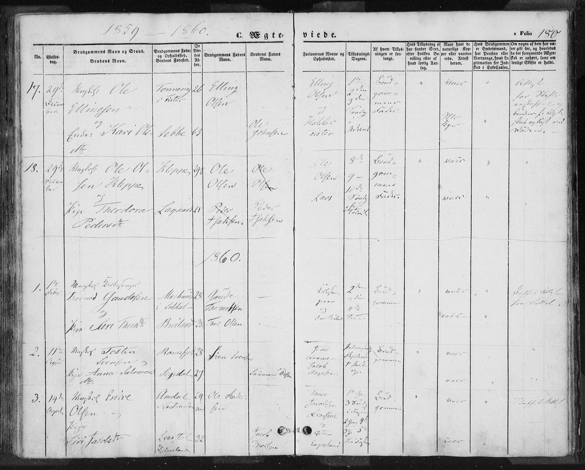 Hjelmeland sokneprestkontor, AV/SAST-A-101843/01/IV/L0009: Parish register (official) no. A 9, 1846-1860, p. 180