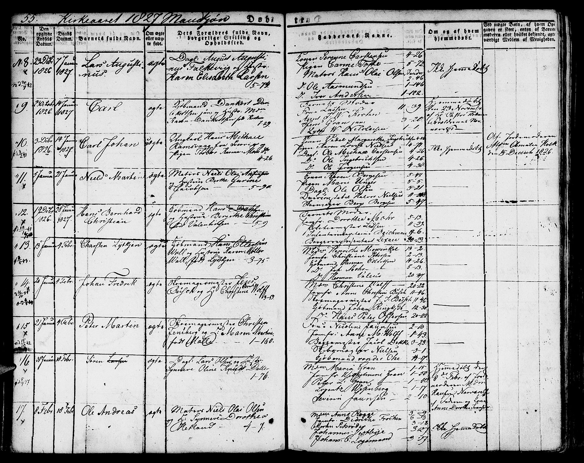 Nykirken Sokneprestembete, SAB/A-77101/H/Hab: Parish register (copy) no. A 5I, 1821-1841, p. 55