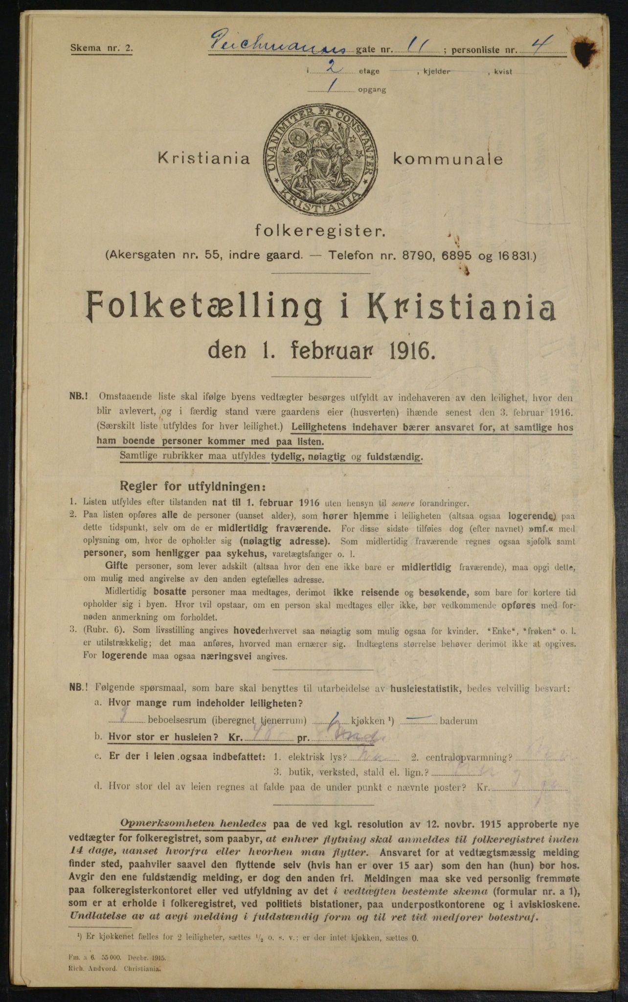 OBA, Municipal Census 1916 for Kristiania, 1916, p. 15694