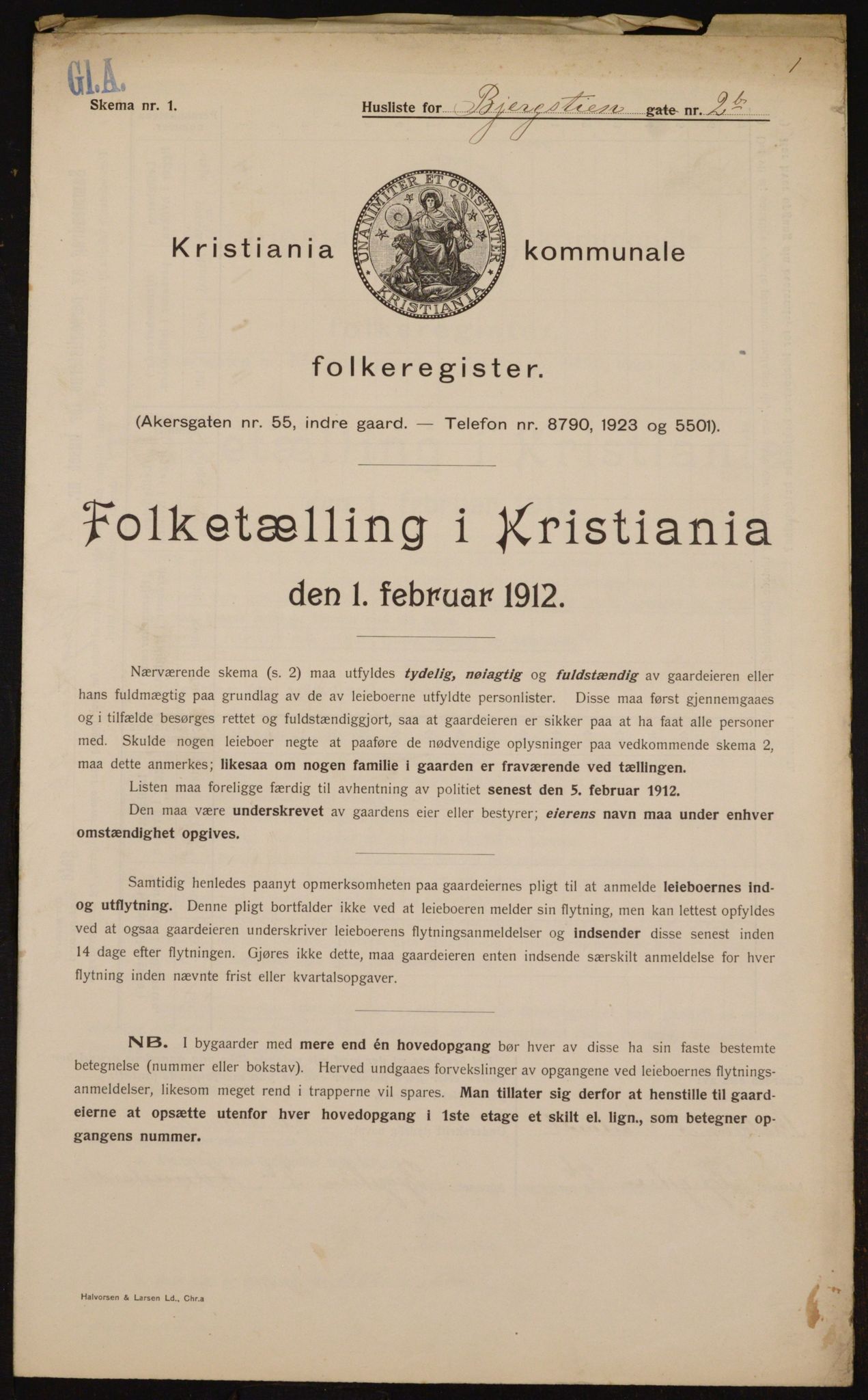 OBA, Municipal Census 1912 for Kristiania, 1912, p. 4318