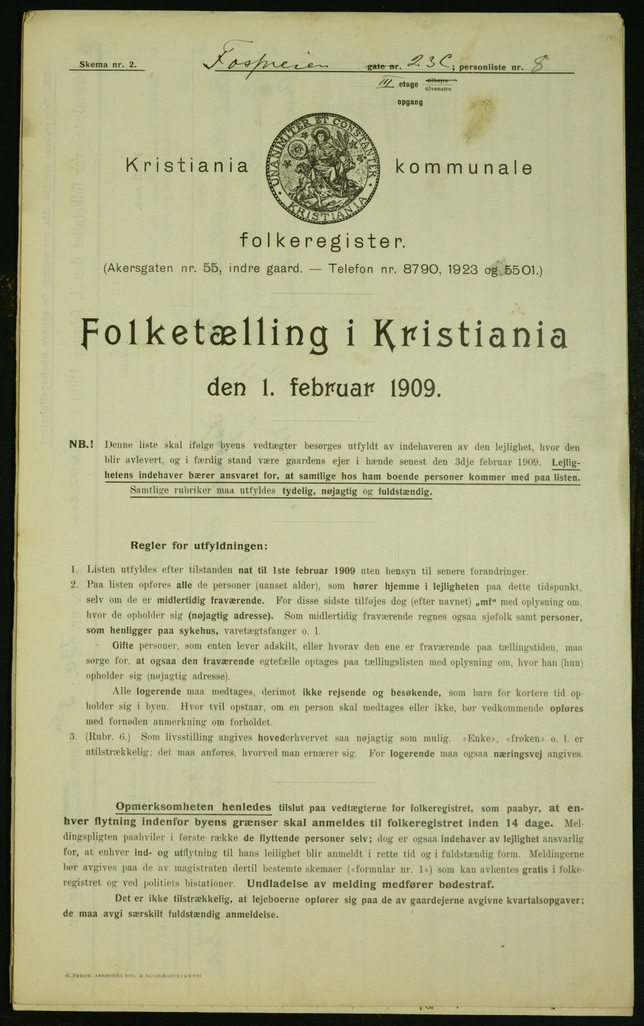 OBA, Municipal Census 1909 for Kristiania, 1909, p. 22895