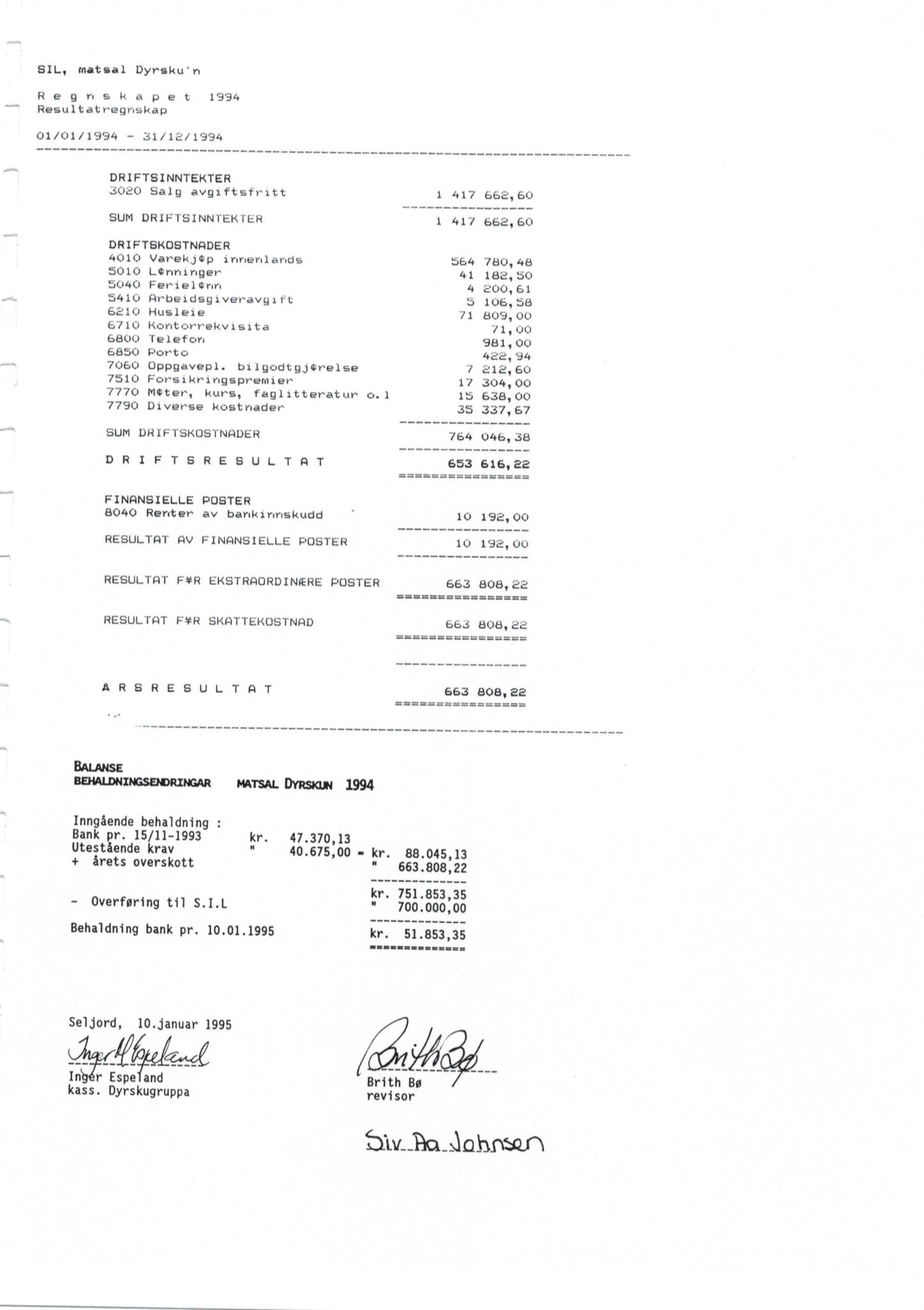 Seljord Idrettslag, VTM/A-1034/A/Ab/L0002: Årsmeldingar, 1993