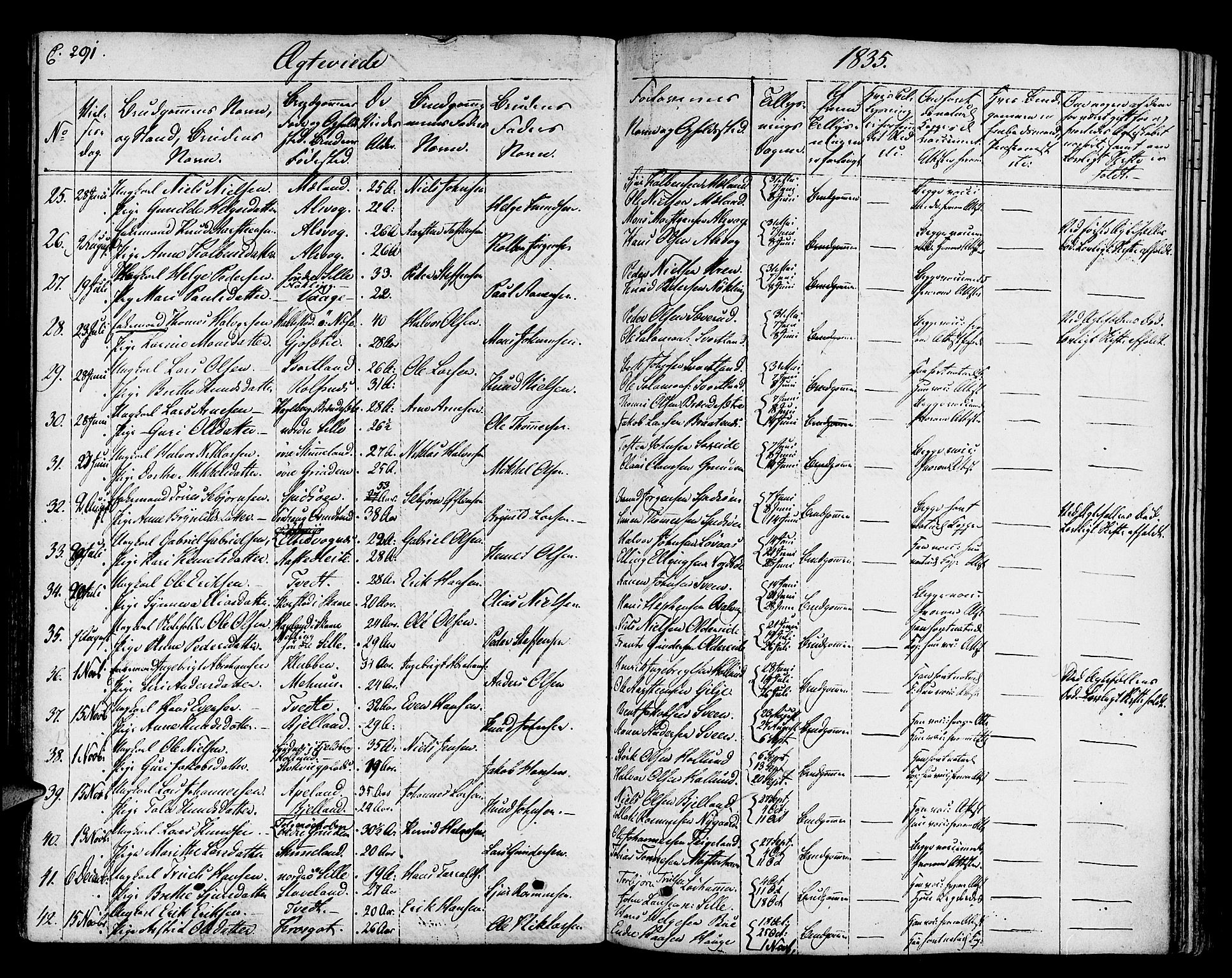 Finnås sokneprestembete, SAB/A-99925/H/Ha/Haa/Haaa/L0005: Parish register (official) no. A 5, 1823-1835, p. 291