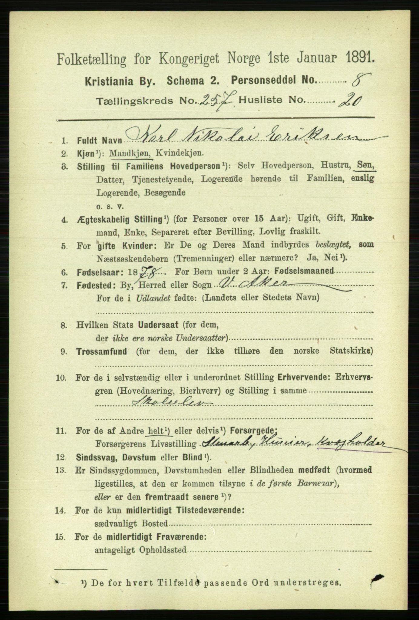 RA, 1891 census for 0301 Kristiania, 1891, p. 156799