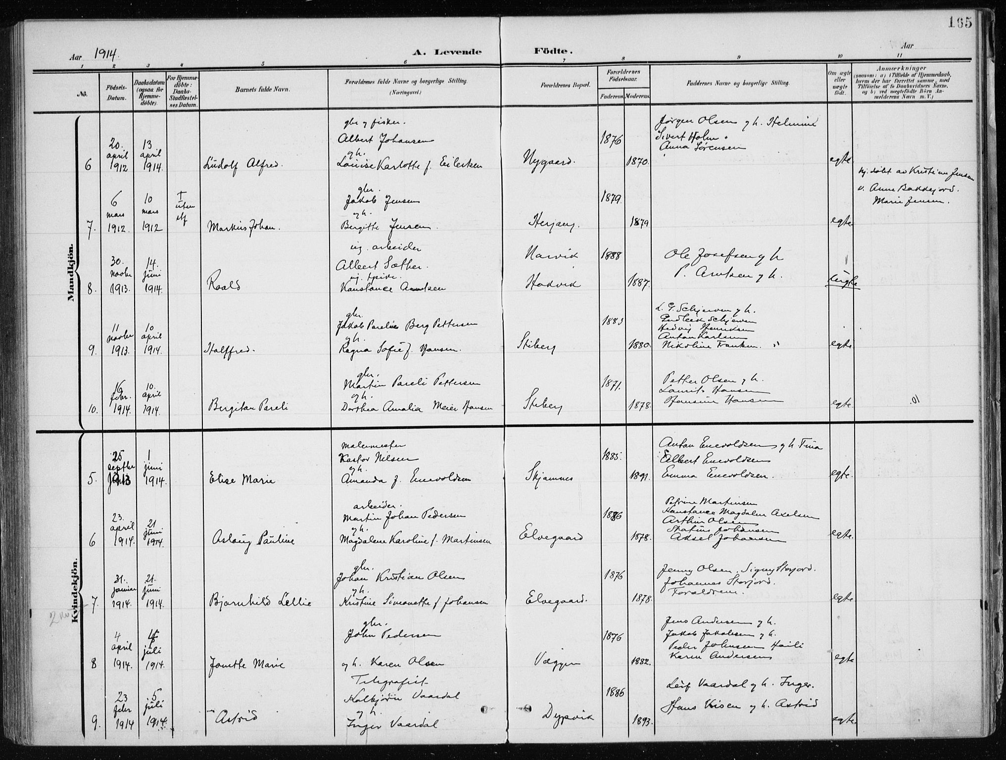 Ministerialprotokoller, klokkerbøker og fødselsregistre - Nordland, SAT/A-1459/866/L0941: Parish register (official) no. 866A04, 1901-1917, p. 165